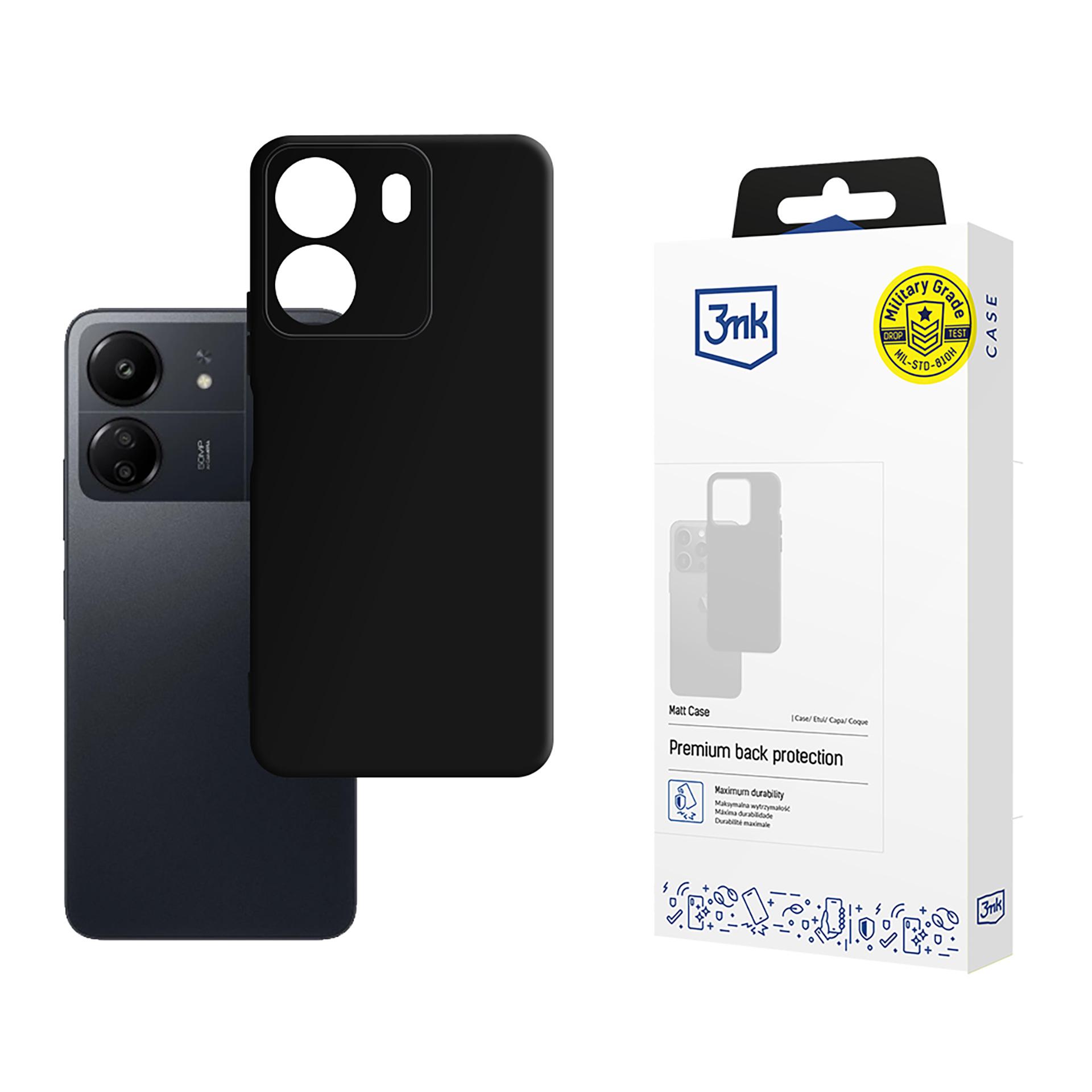 3mk Matēts viedtālruņa apvalks Xiaomi Redmi 13C / Poco C65 - melna