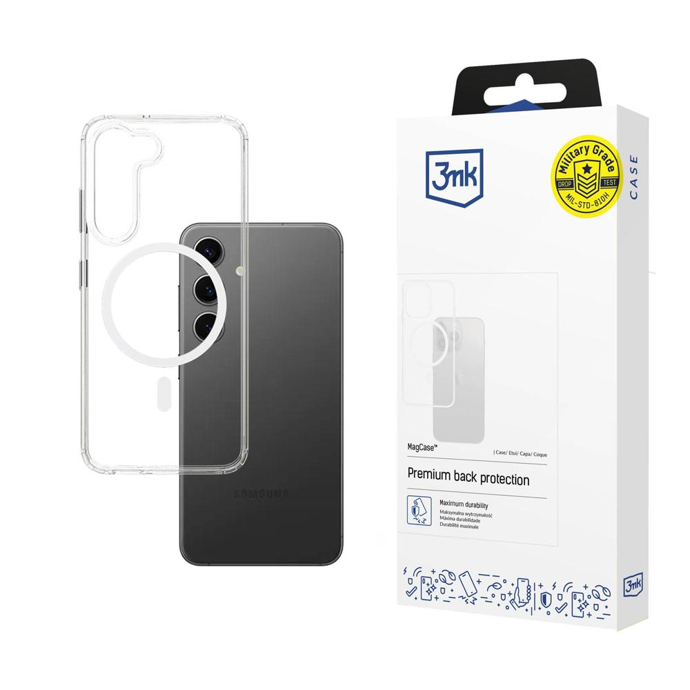 3mk MagCase viedtālruņa apvalks ar magnētisku moduli priekš Samsung Galaxy S24 – caurspīdīgs