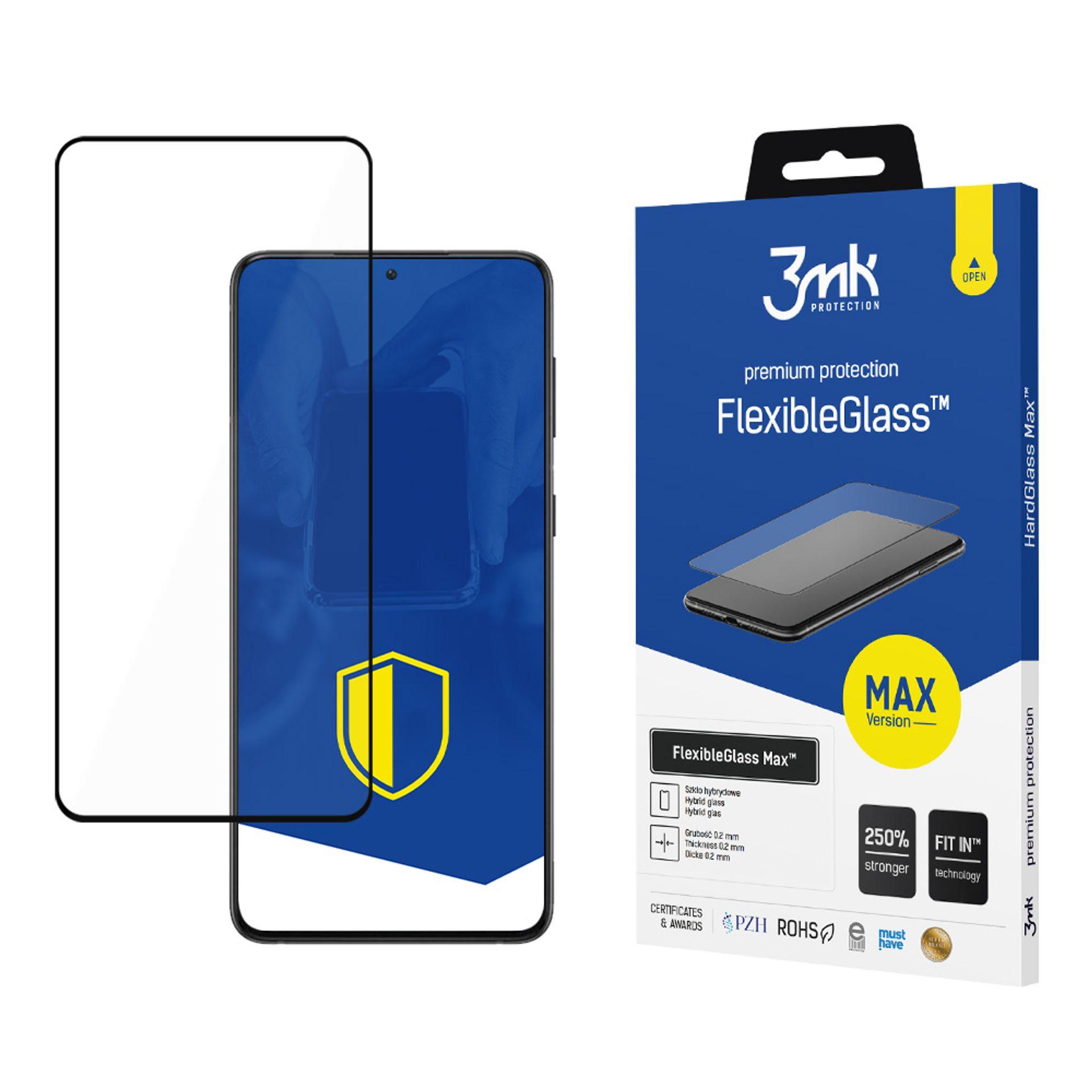 Закалённое стекло 3mk FlexibleGlass Max чёрное для Samsung Galaxy S21+ 5G