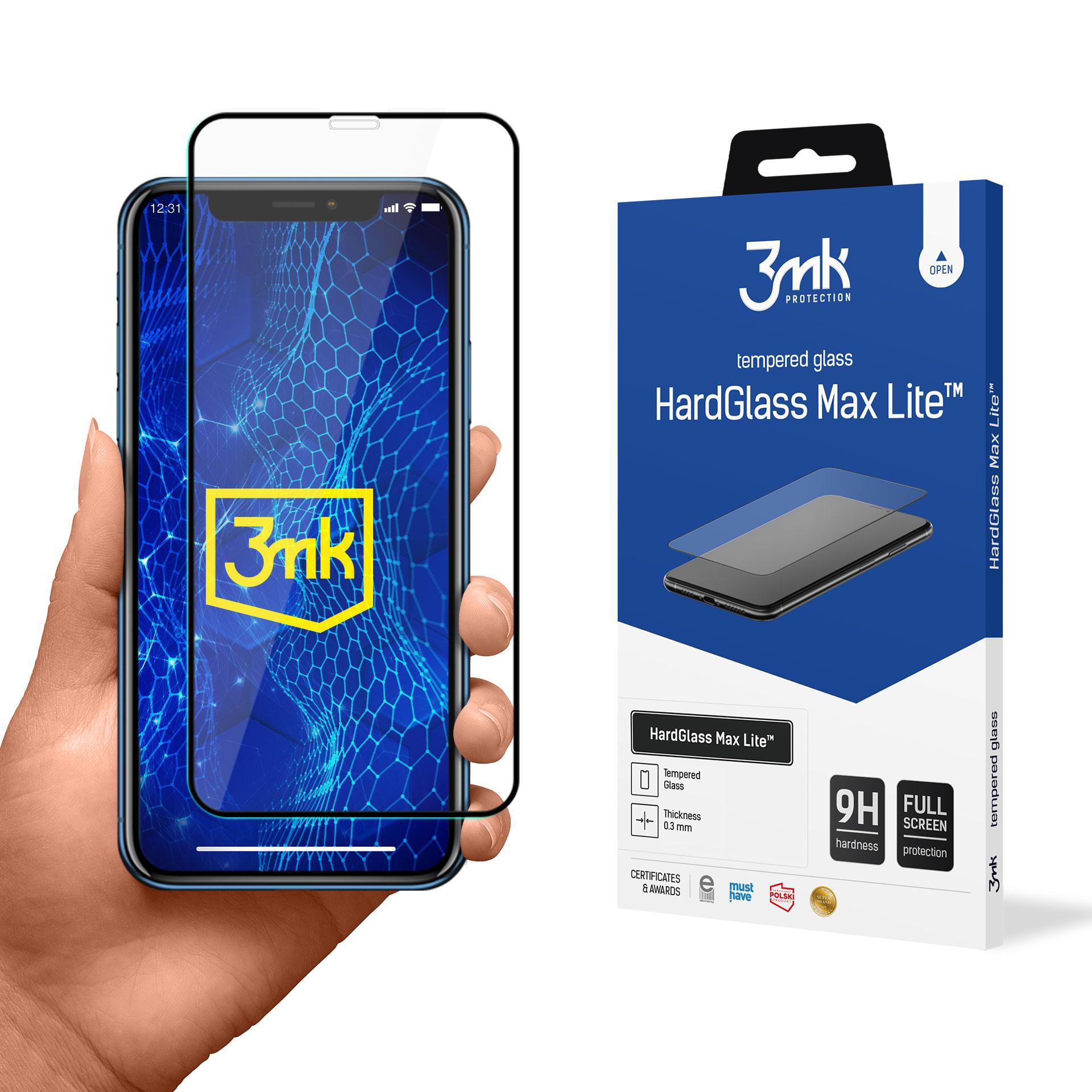 Aizsargstikls 3mk HardGlass Max Lite Melns Apple iPhone Xr
