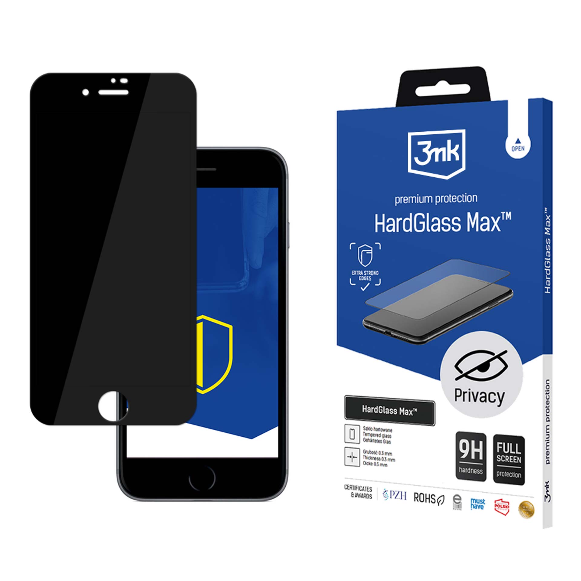 9H стекло приватности 3mk HardGlass Max Privacy™ для iPhone 7 / 8
