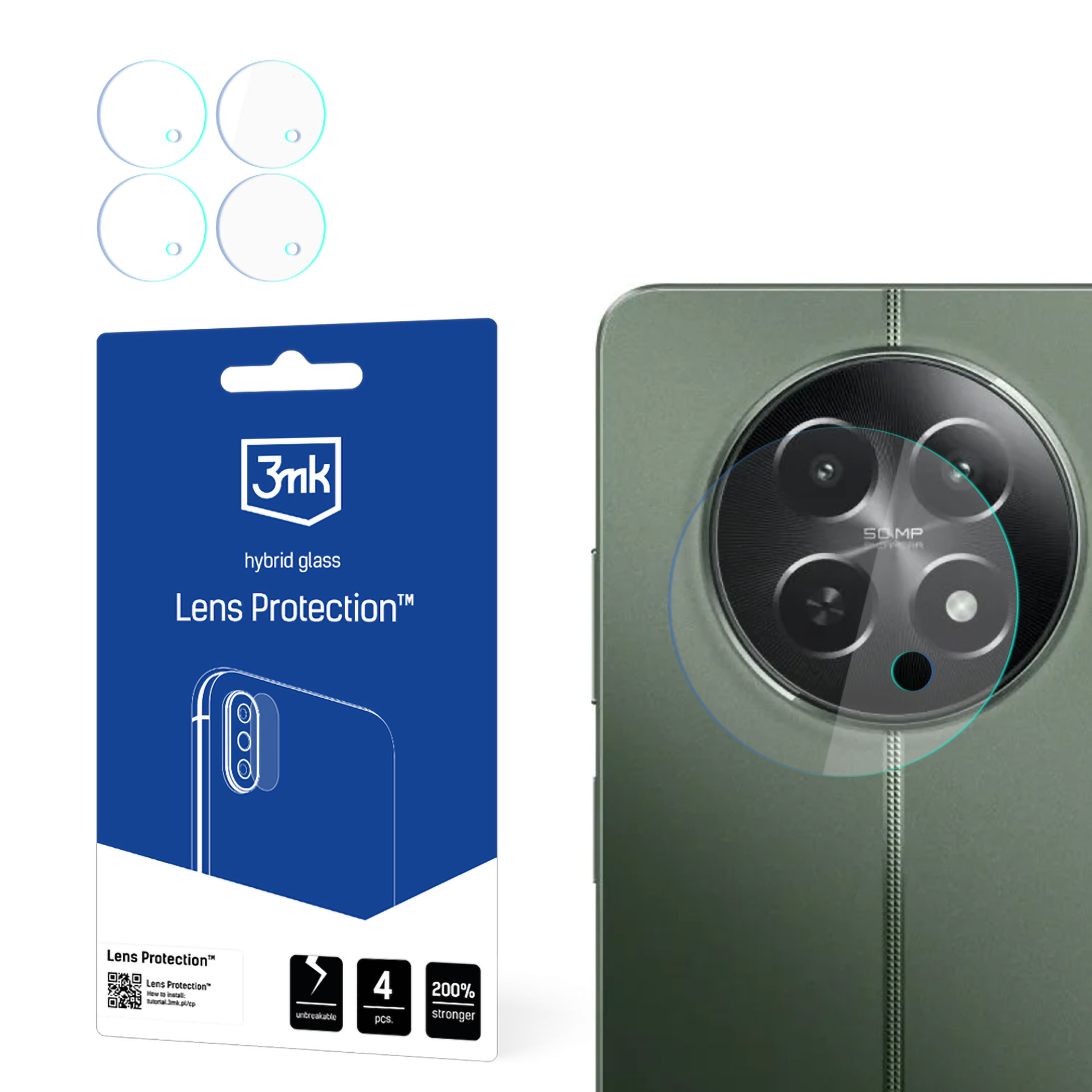 3mk Lens Protection™ hibrīda kameras stikls Realme 12x 5G