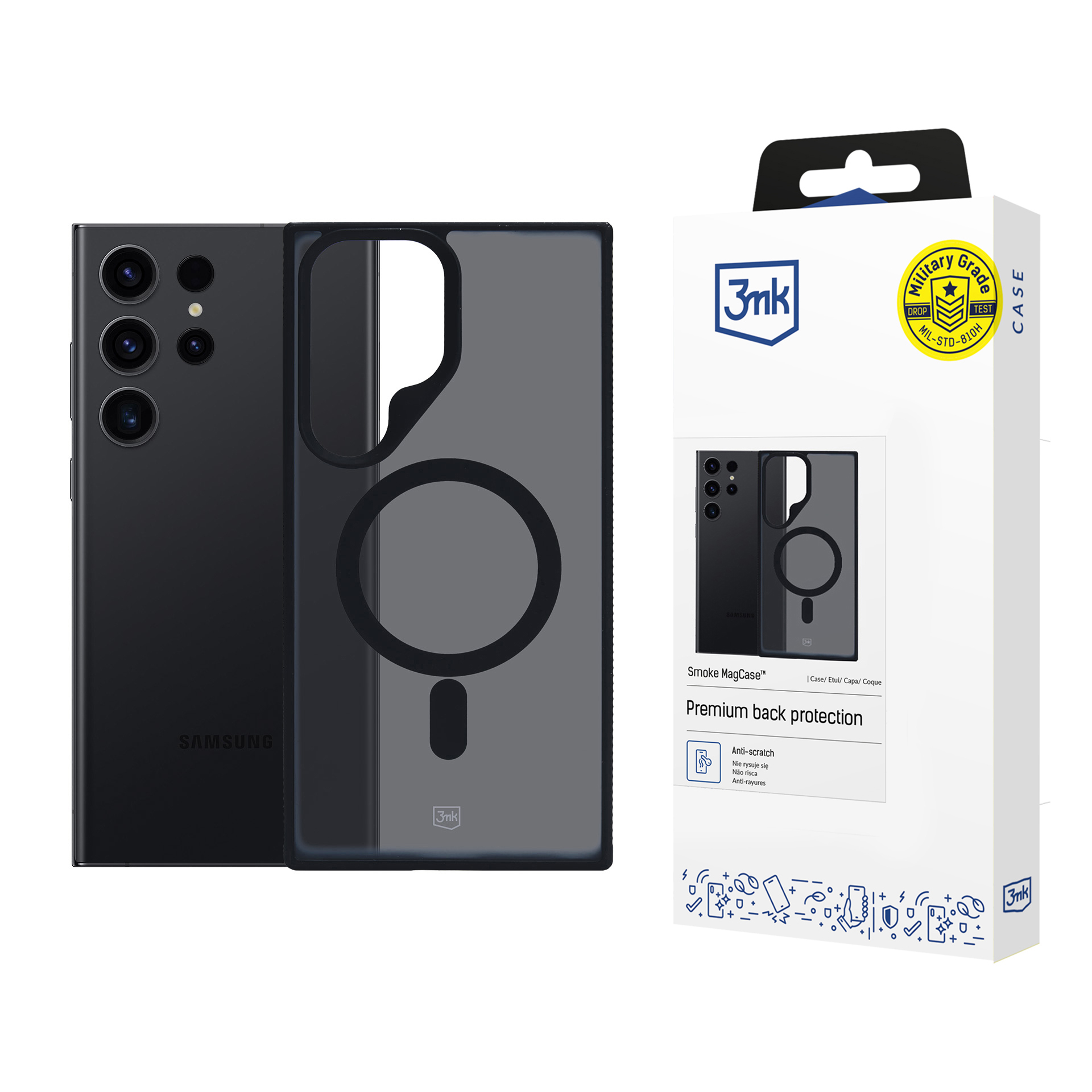 Чехол 3mk Smoke MagCase с MagSafe для Samsung Galaxy S24 Ultra - полупрозрачный