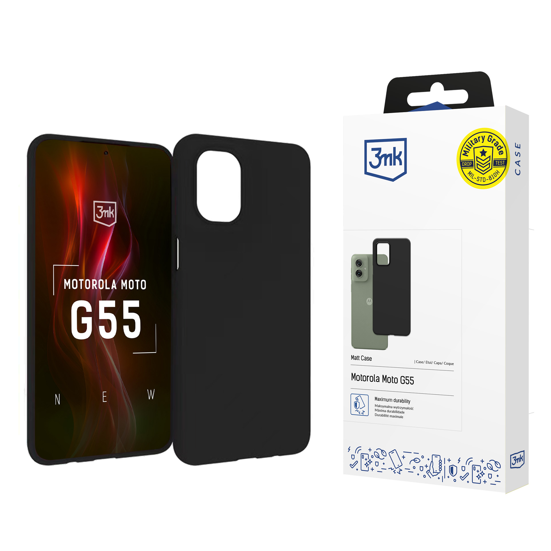 3mk Matēts viedtālruņa apvalks Motorola Moto G55 5G - melns