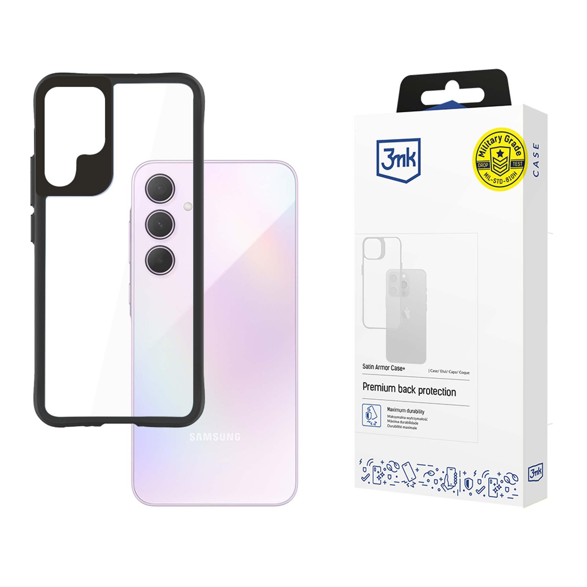3mk Satīna bruņu apvalks+ Samsung Galaxy A35 5G - caurspīdīgs ar melnu rāmi