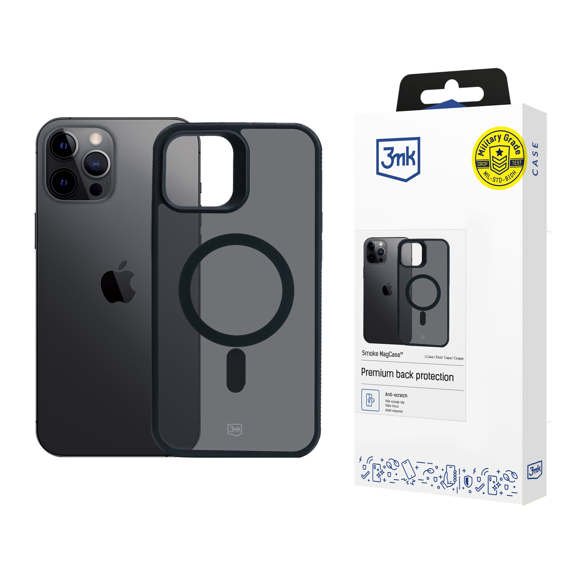 3mk Smoke Magnētiskais viedtālruņa apvalks Apple iPhone 12 Pro Max - melns