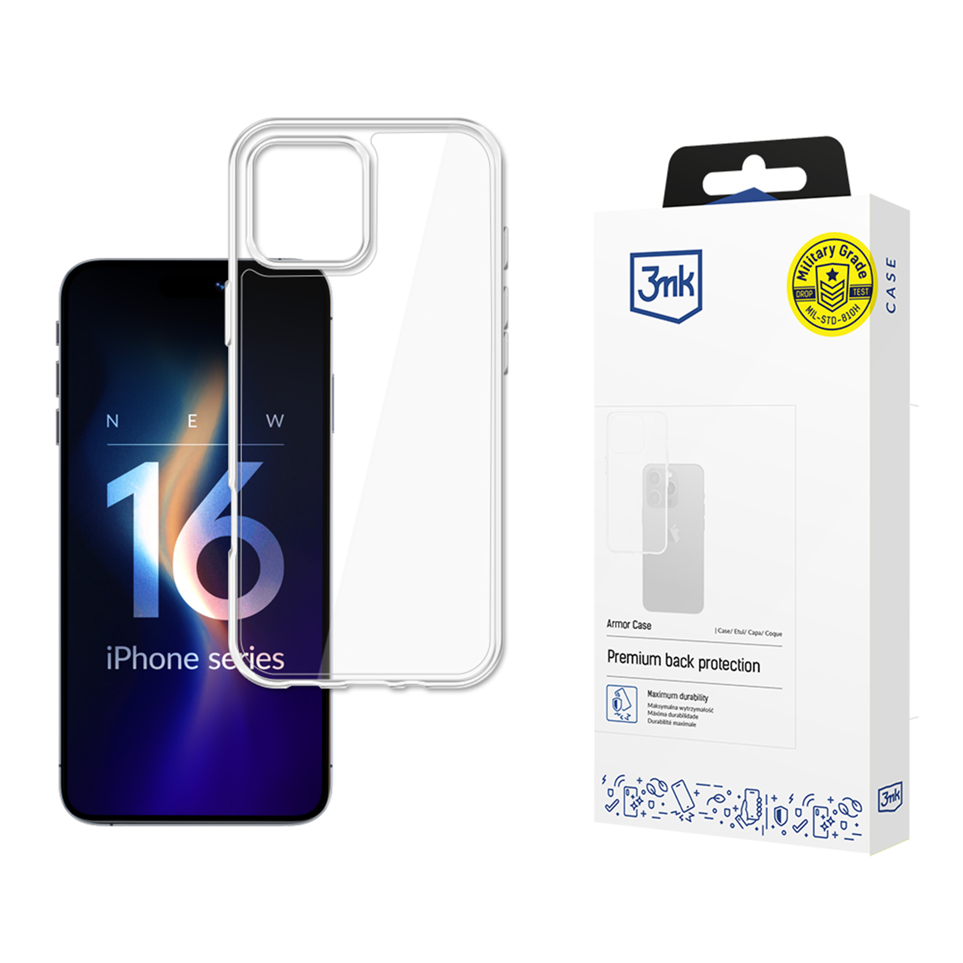 3mk Bruņu viedtālruņa apvalks iPhone 16 Pro Max - Caurspīdīgs