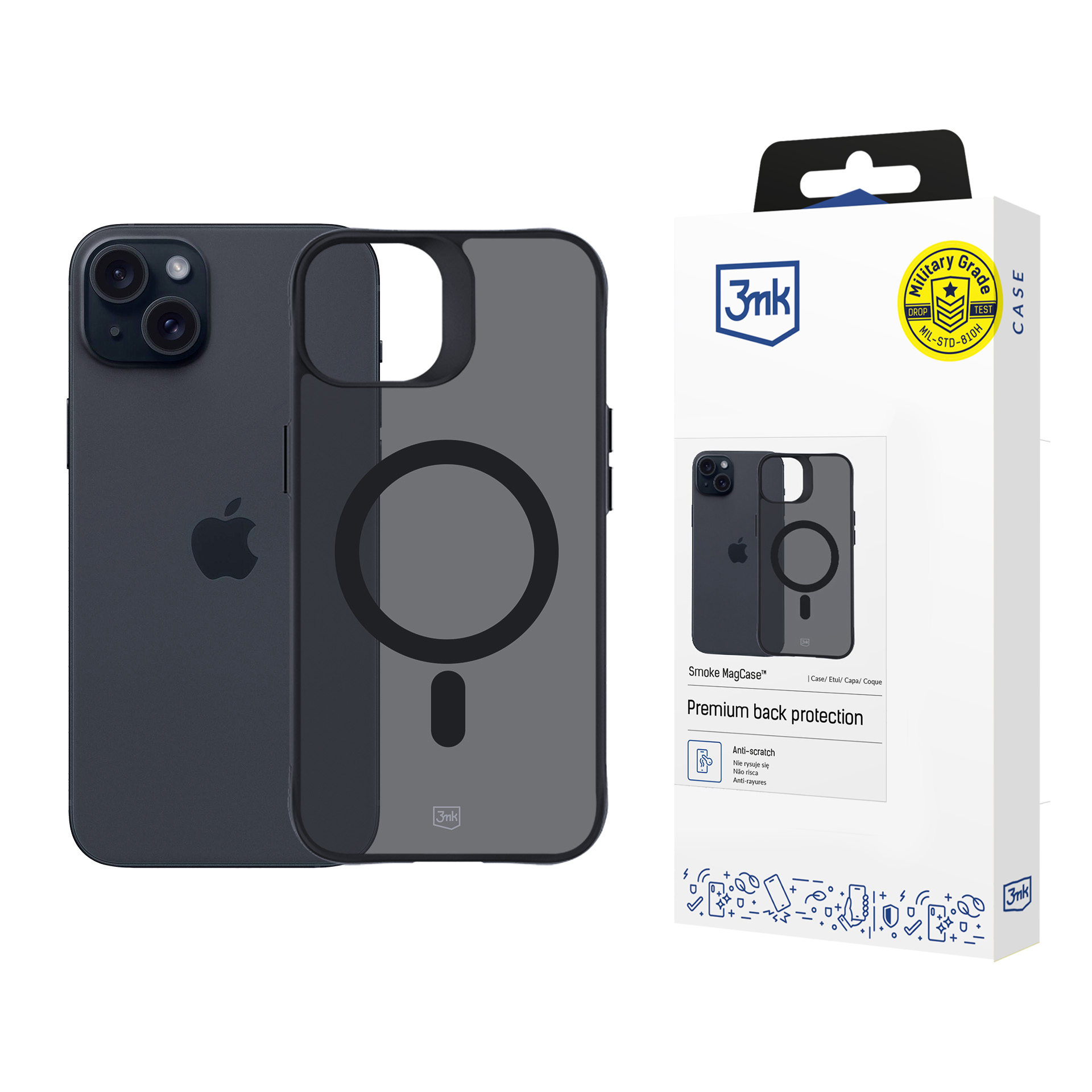 3mk Dūmu MagCase ar MagSafe iPhone 15 Plus - daļēji caurspīdīgs