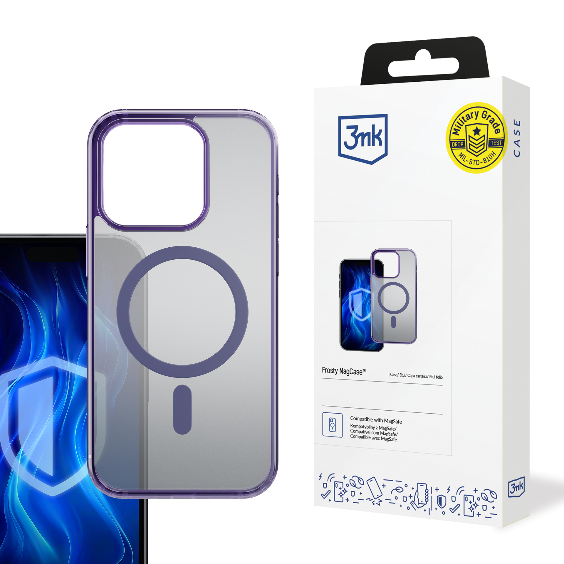 3mk Frosty Magnētiskais violets viedtālruņa apvalks Apple iPhone 13 Pro Max - violets