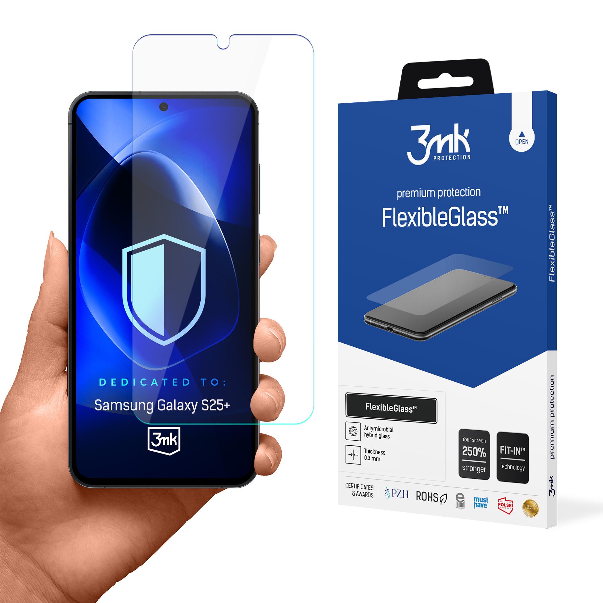 Hibrīdais stikls 3mk FlexibleGlass paredzēts Samsung Galaxy S25+