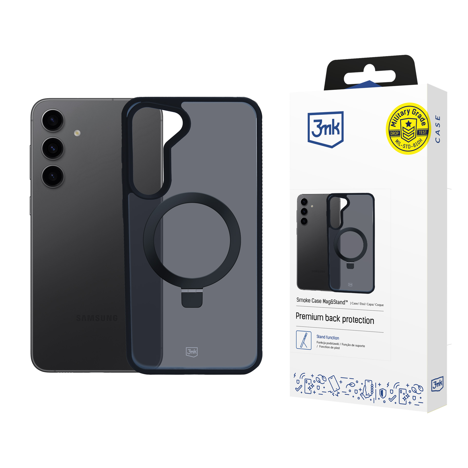 3mk Smoke viedtālruņa apvalks Mag&Stand Samsung Galaxy S24+ - melns