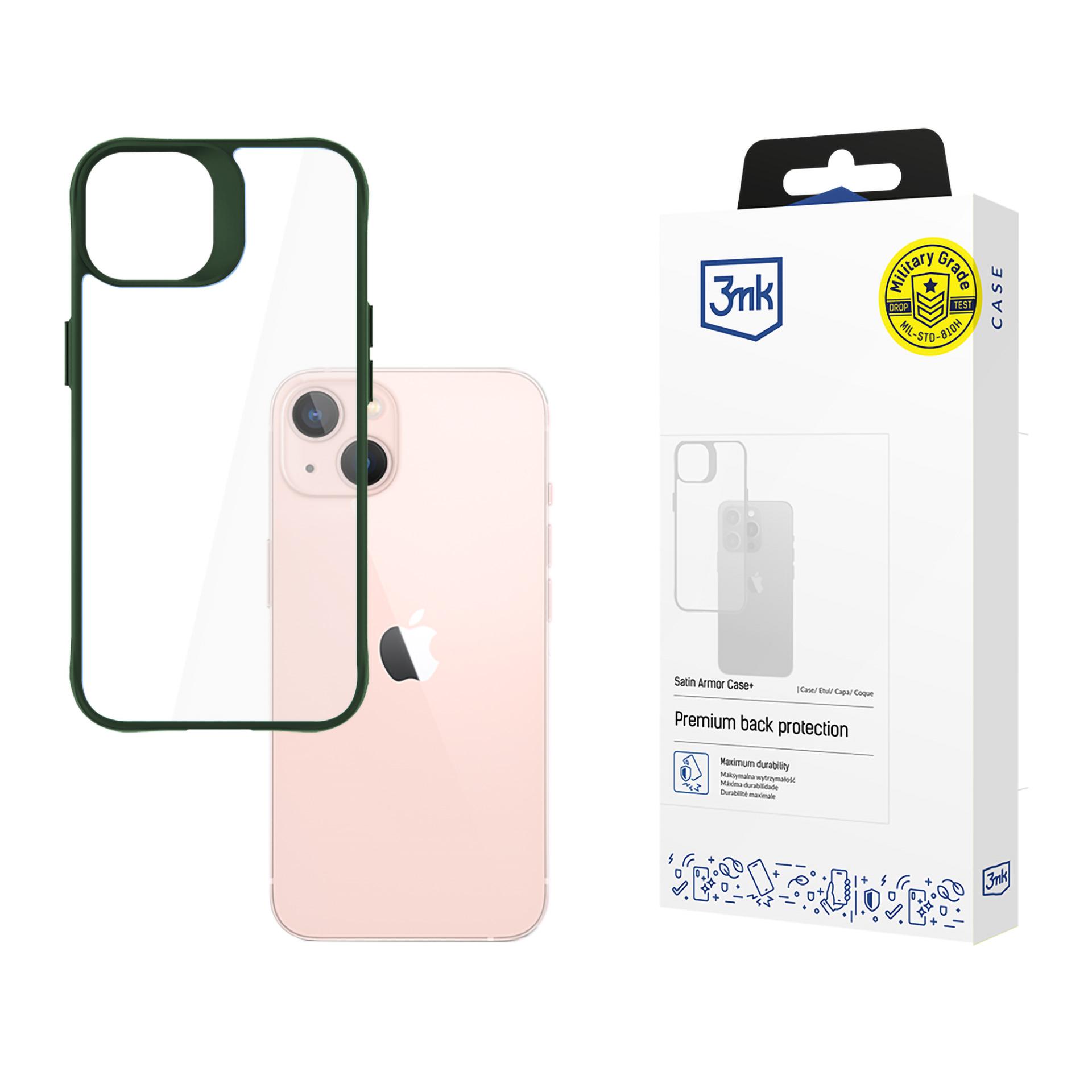 3mk Satin Armor viedtālruņa apvalks+ zaļš Apple iPhone 14 - caurspīdīgs
