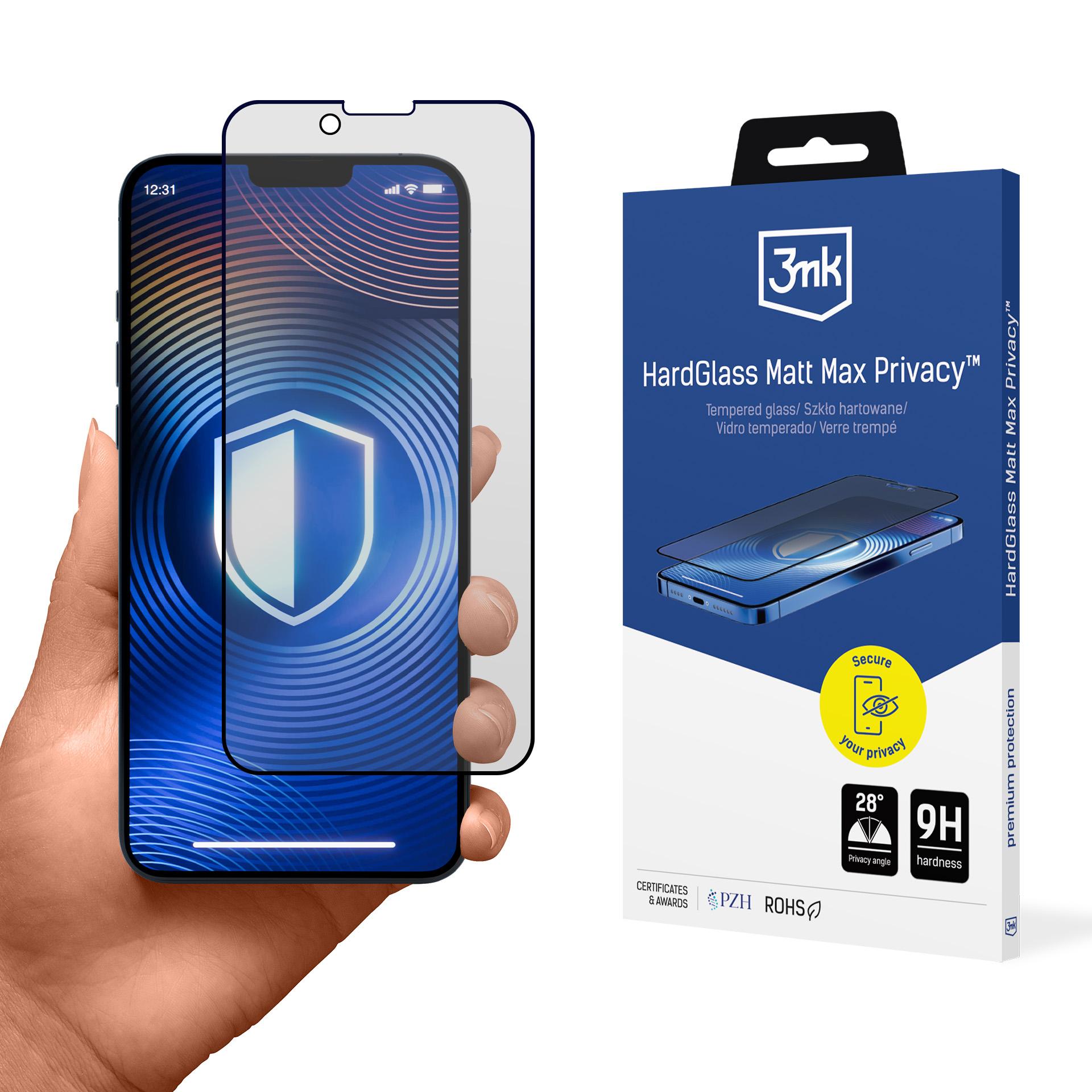 Rūdītais Stikls 3mk Hardglass Matt Max Privātums Apple iPhone 13/13 Pro/14