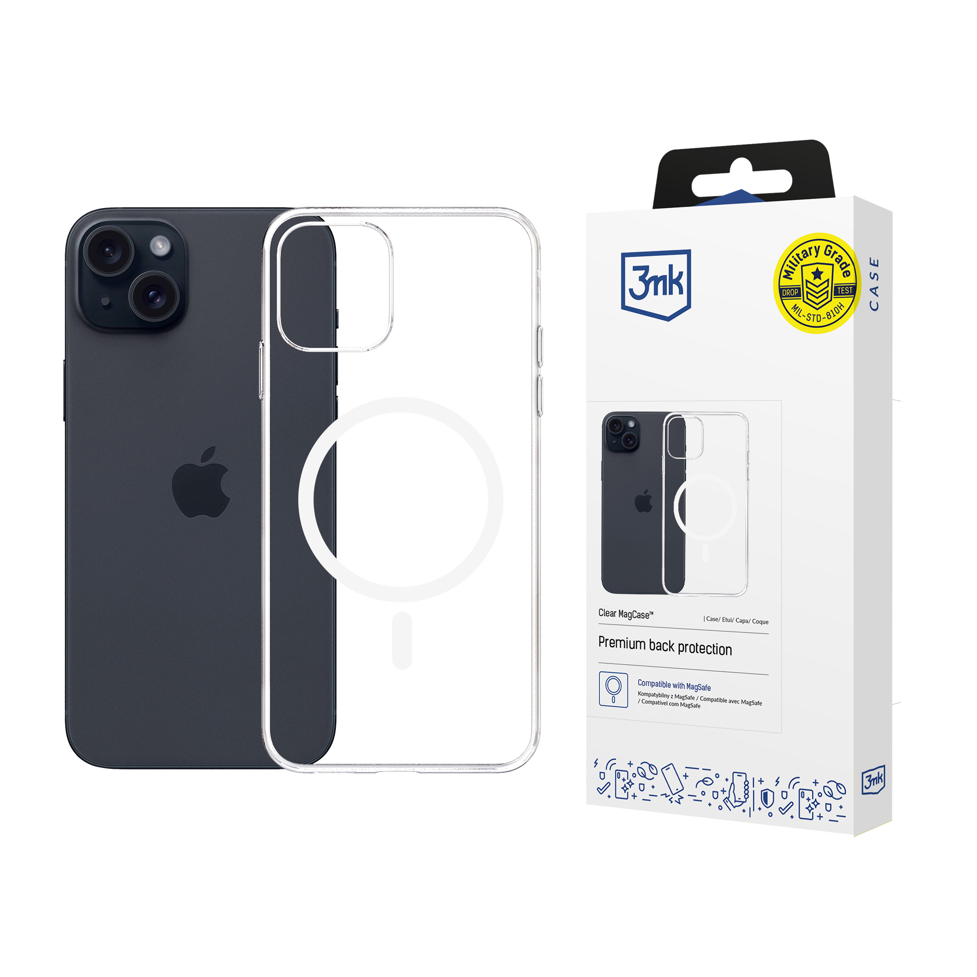 3mk Caurspīdīgs Magnētiskais viedtālruņa apvalks Apple iPhone 15 Plus - caurspīdīgs