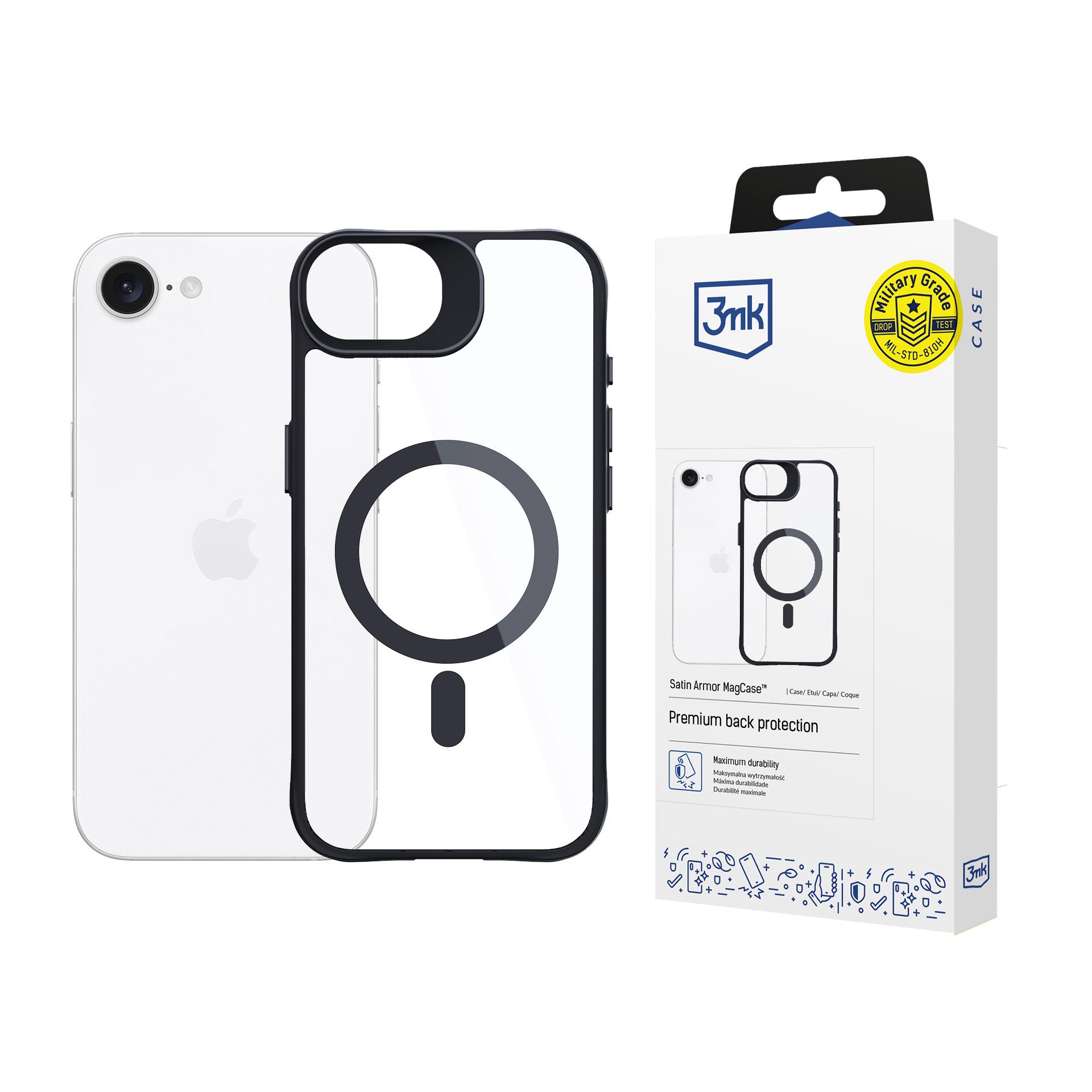3mk Satin Armor Magnētiskais viedtālruņa apvalks Apple iPhone 16e / SE 4 - caurspīdīgs