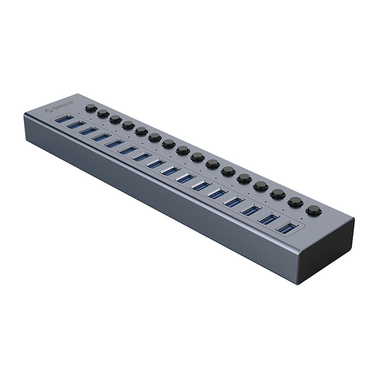 Orico BT2U3-16AB Sadalītājs 16x USB-A 3.0 ar slēdžiem - pelēks