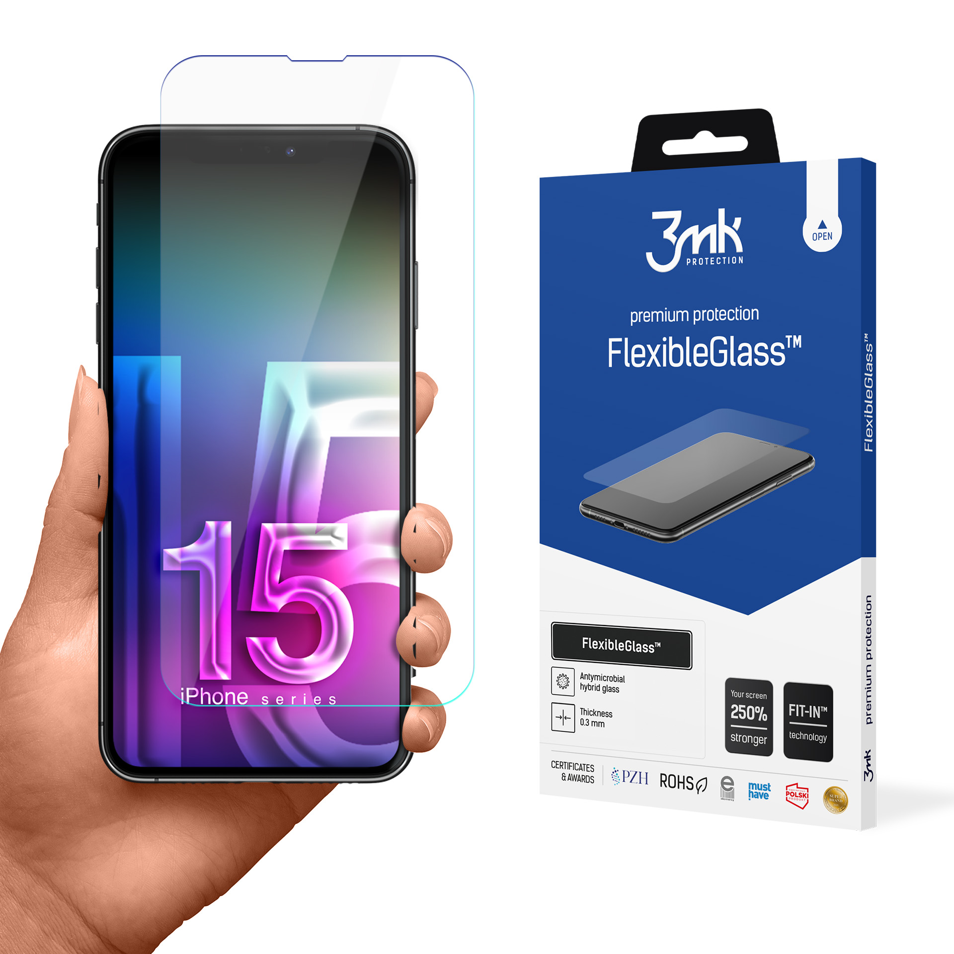 Hybrid glass 3mk FlexibleGlass v2.0 for Apple iPhone 15 Pro Max