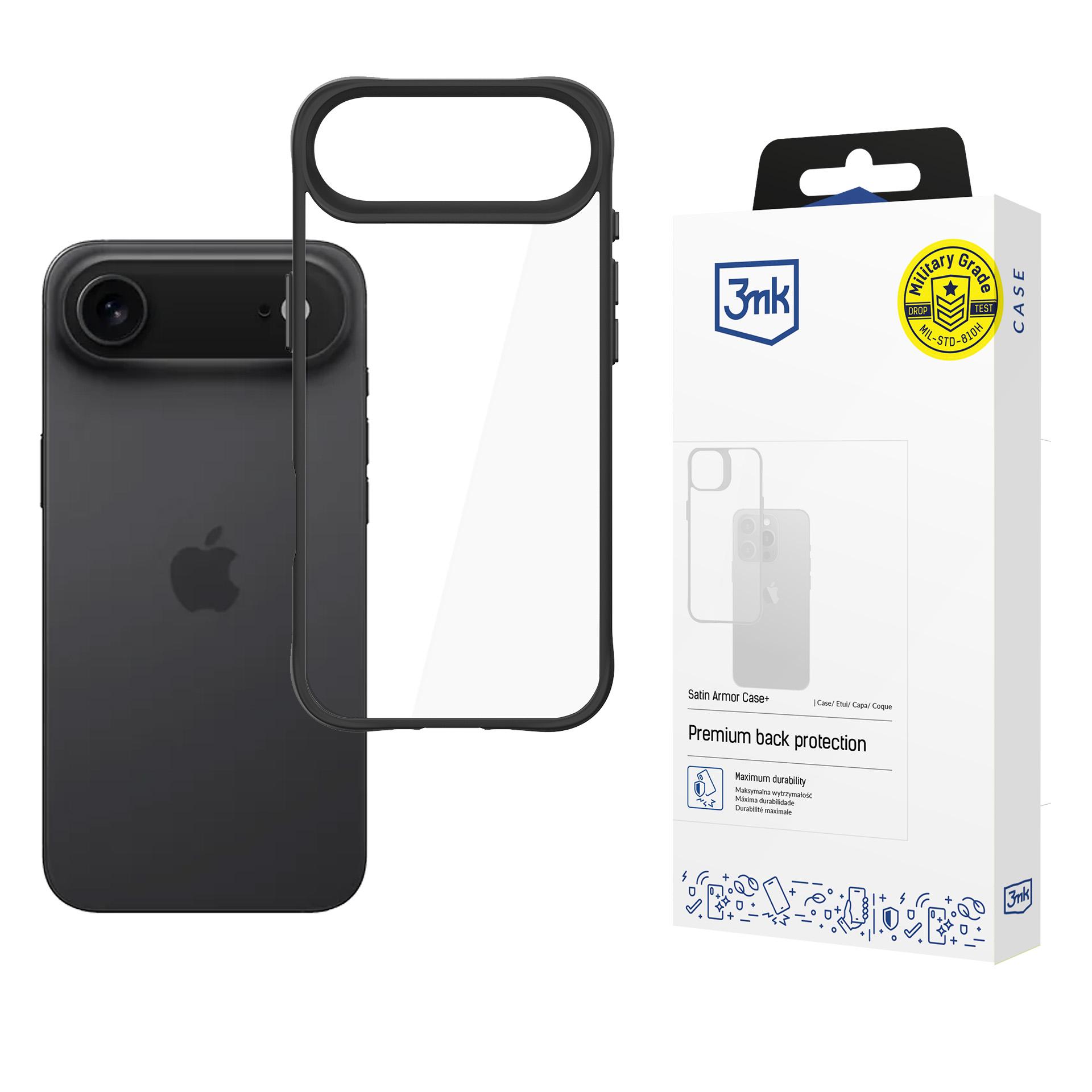 3mk Satīna bruņu viedtālruņa apvalks iPhone 17 Air - caurspīdīgs melns