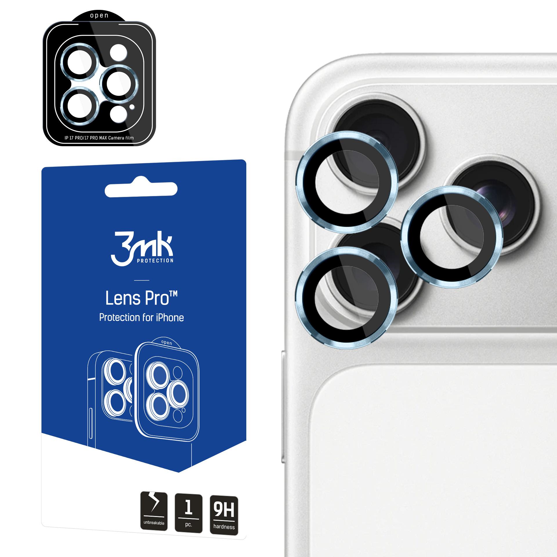 3mk Lens Protection Pro закалённое стекло для iPhone 17 Pro / 17 Pro Max - светло-синее