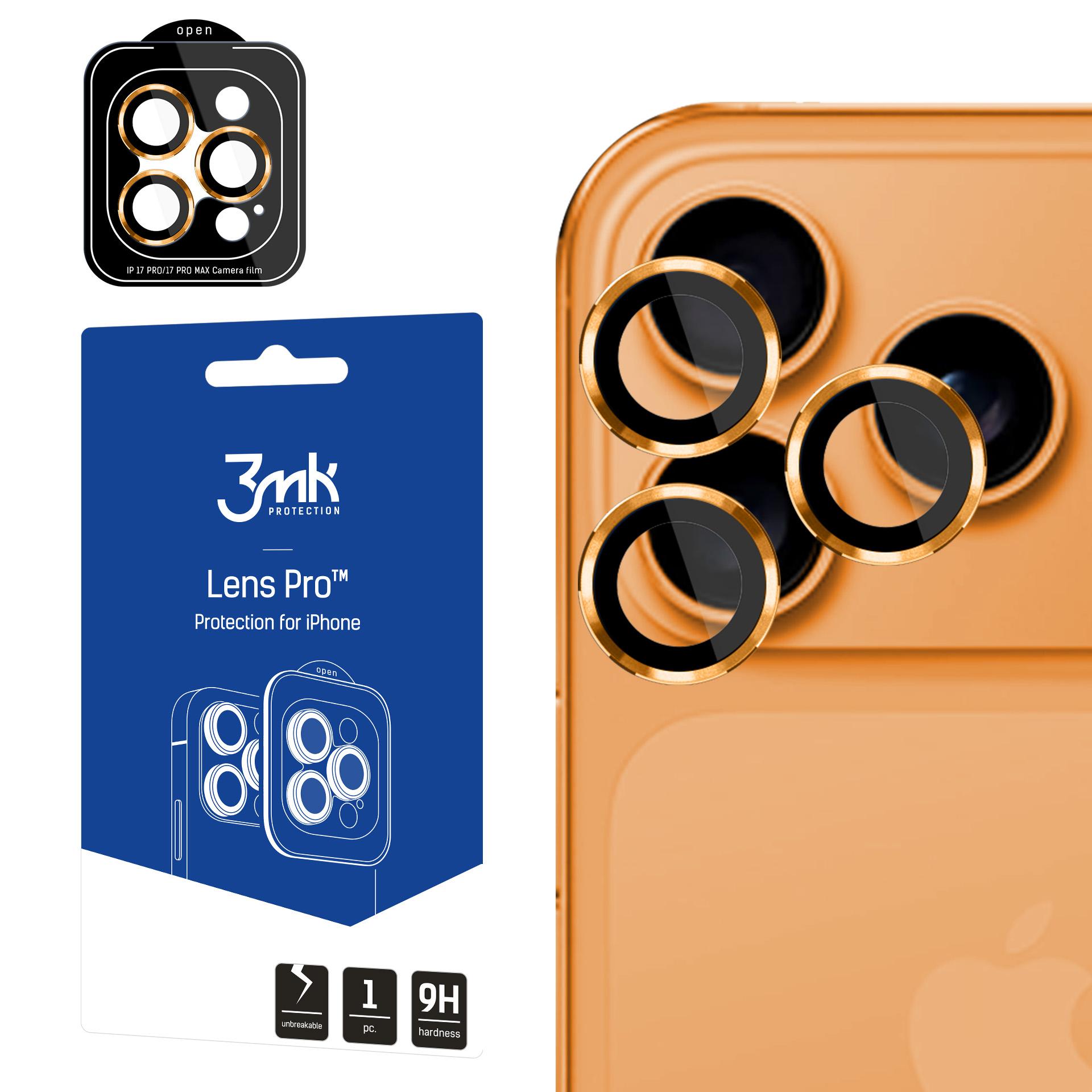 3mk Lens Protection Pro закалённое стекло для iPhone 17 Pro / 17 Pro Max - оранжевое
