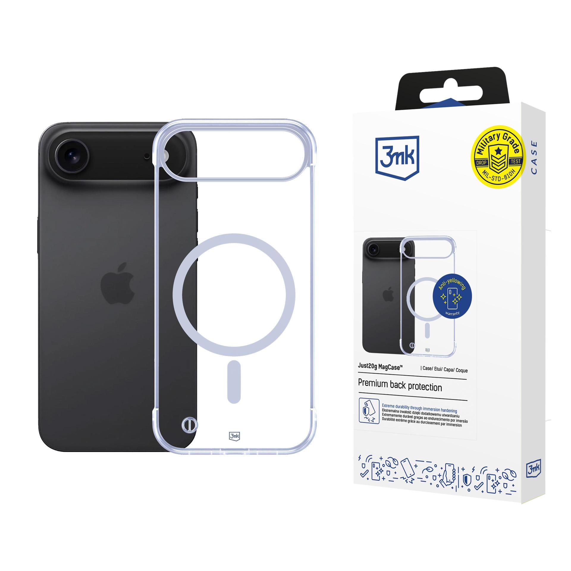 3mk Just20g Magnētiskais apvalks iPhone 17 Air viedtālrunim - caurspīdīgs