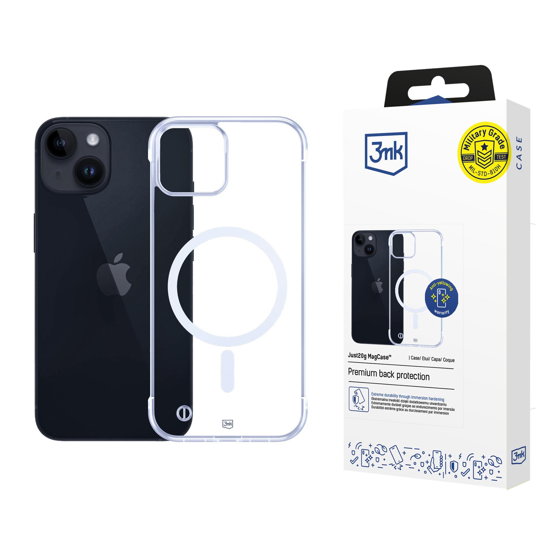 3mk Just20g Magnētiskais apvalks iPhone 14 Plus viedtālrunim - caurspīdīgs