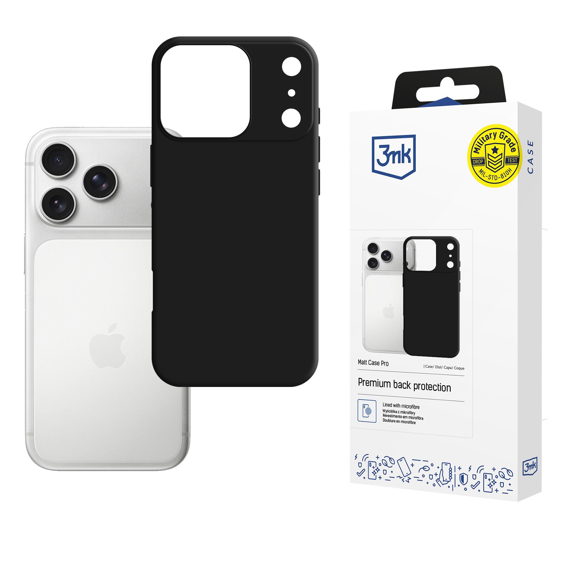 3mk Matt Case Pro viedtālruņa apvalks Apple iPhone 17 Pro Max - matēti melns