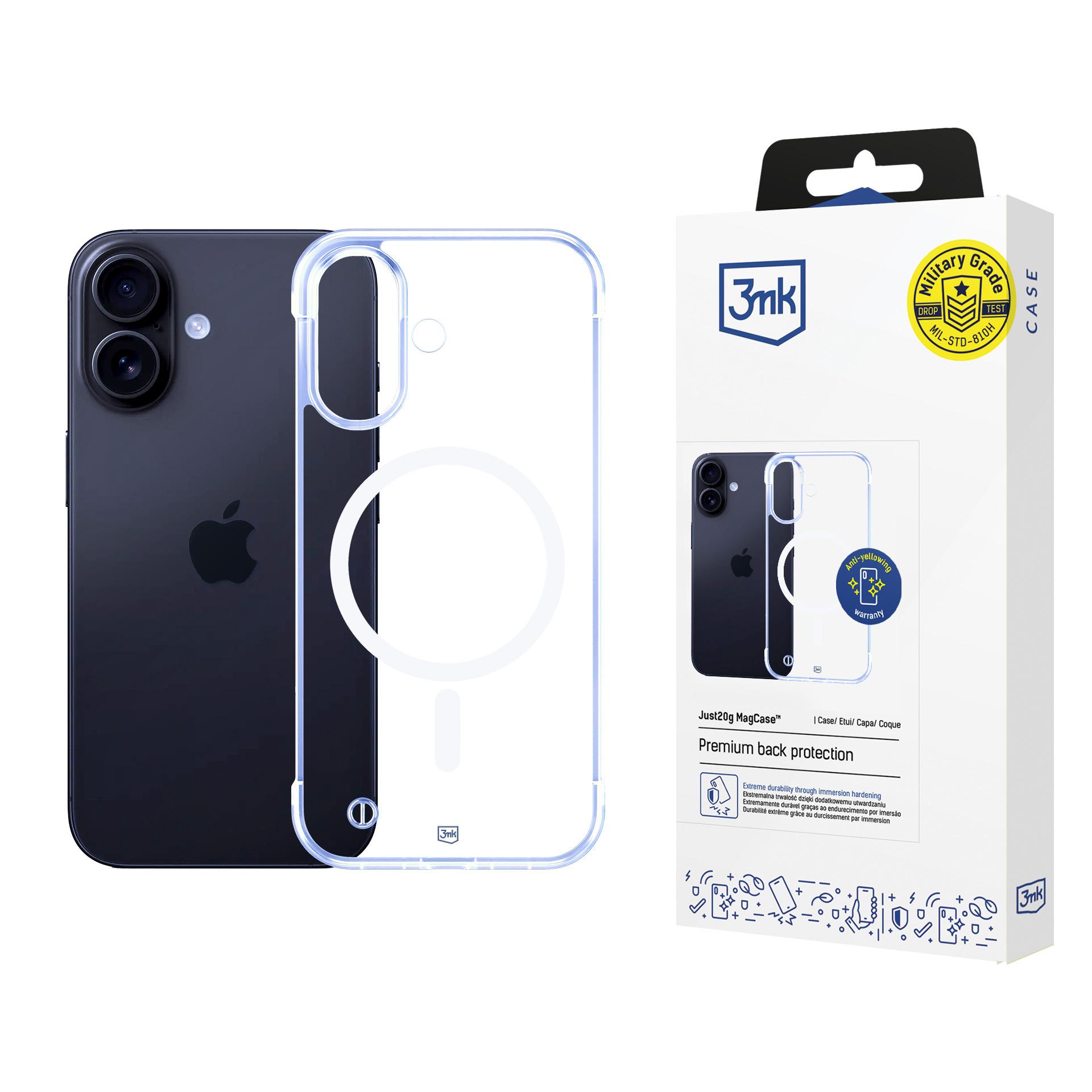 3mk Just20g MagViedtālruņa apvalks iPhone 16 - caurspīdīgs
