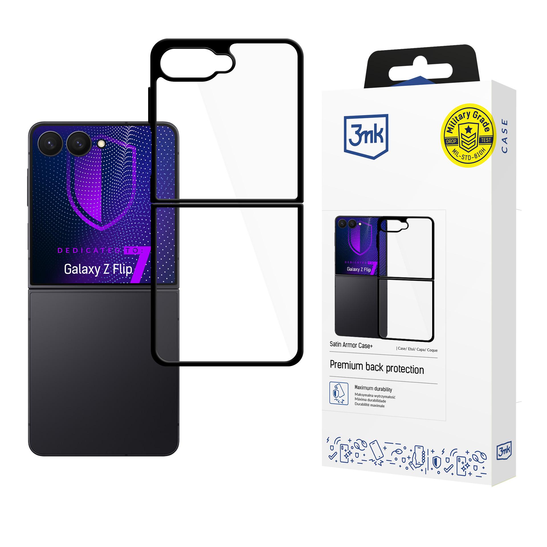 3mk Satin Armor Case+ для Samsung Galaxy Z Flip 7 - прозрачный чёрный