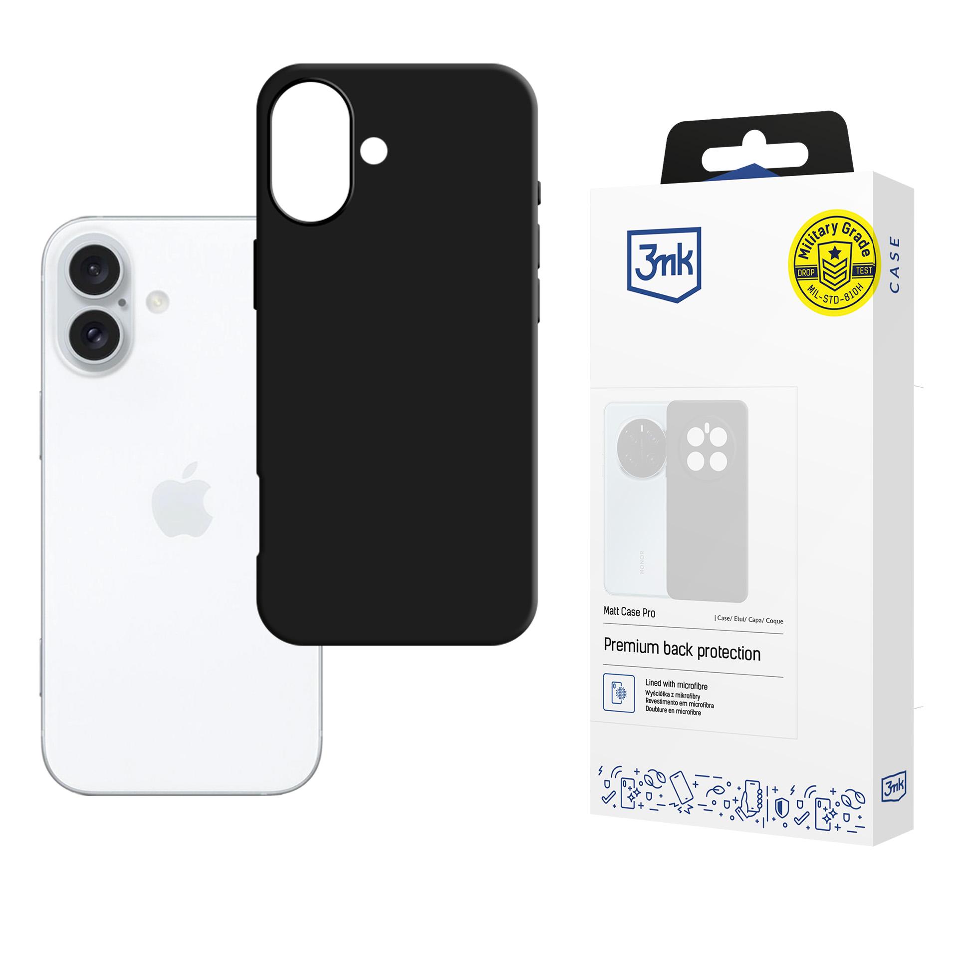 3mk Matt Case Pro viedtālruņa apvalks Apple iPhone 16 Plus - matēta melna