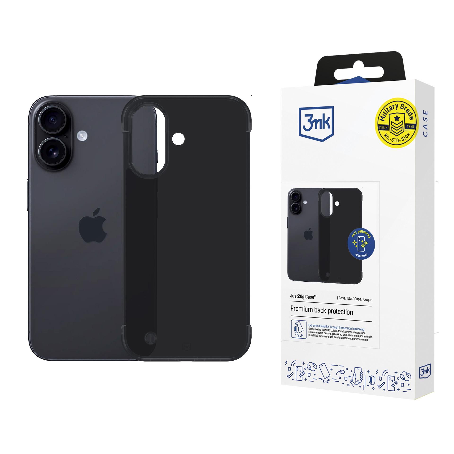 3mk Just20g matēts viedtālruņa apvalks Apple iPhone 16 Plus - matēts melns