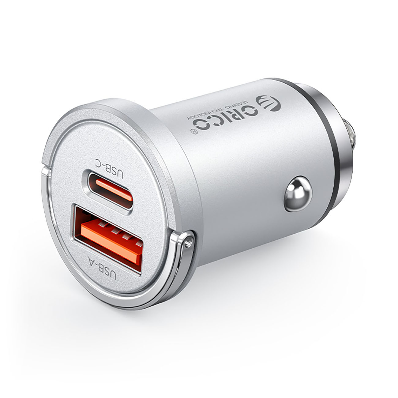 Orico MiniRing Pro 45W USB-A + USB-C auto lādētājs - sudrabs