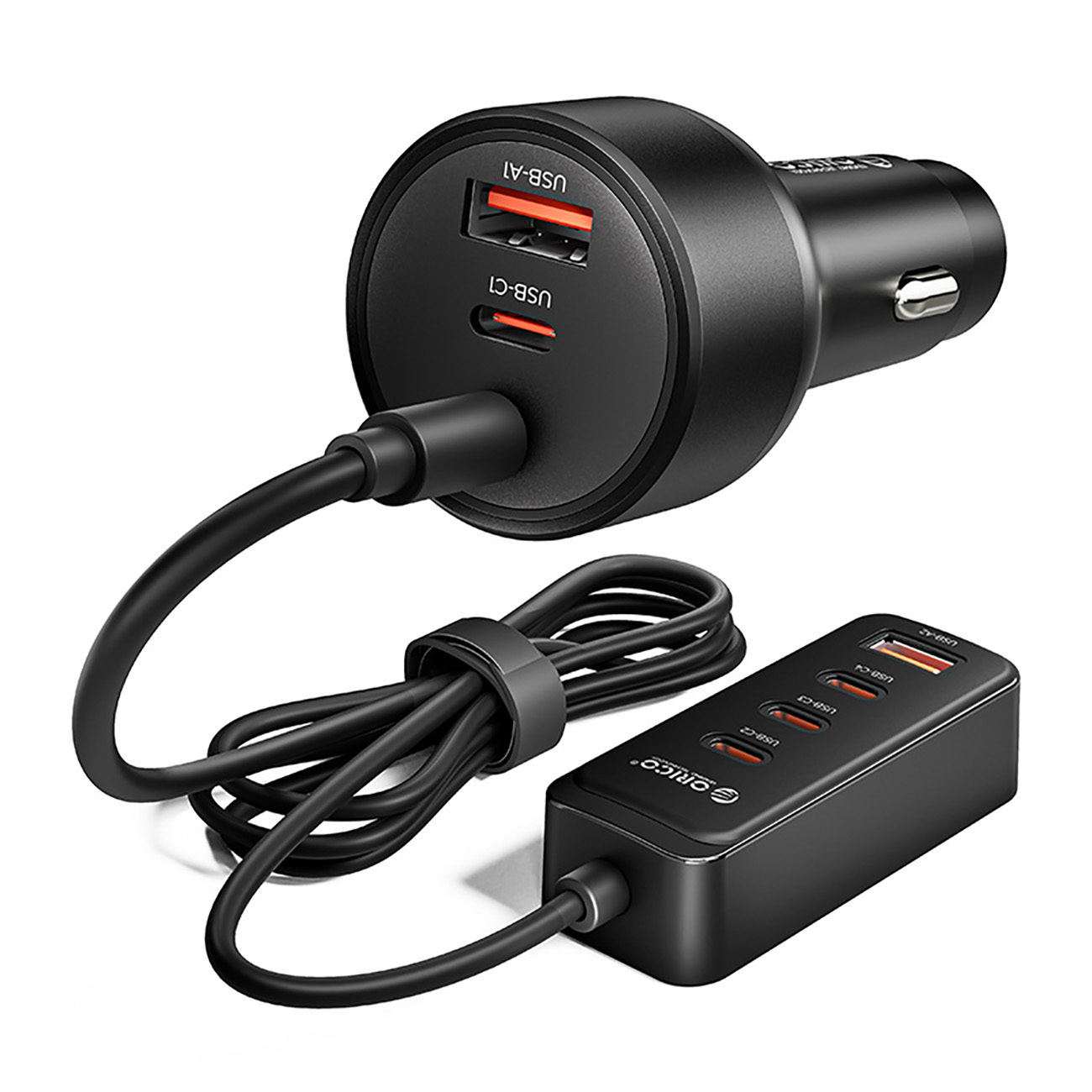 Orico ChargeClip 108W auto lādētājs 2x USB-A + 4x USB-C ar klemmi - melns