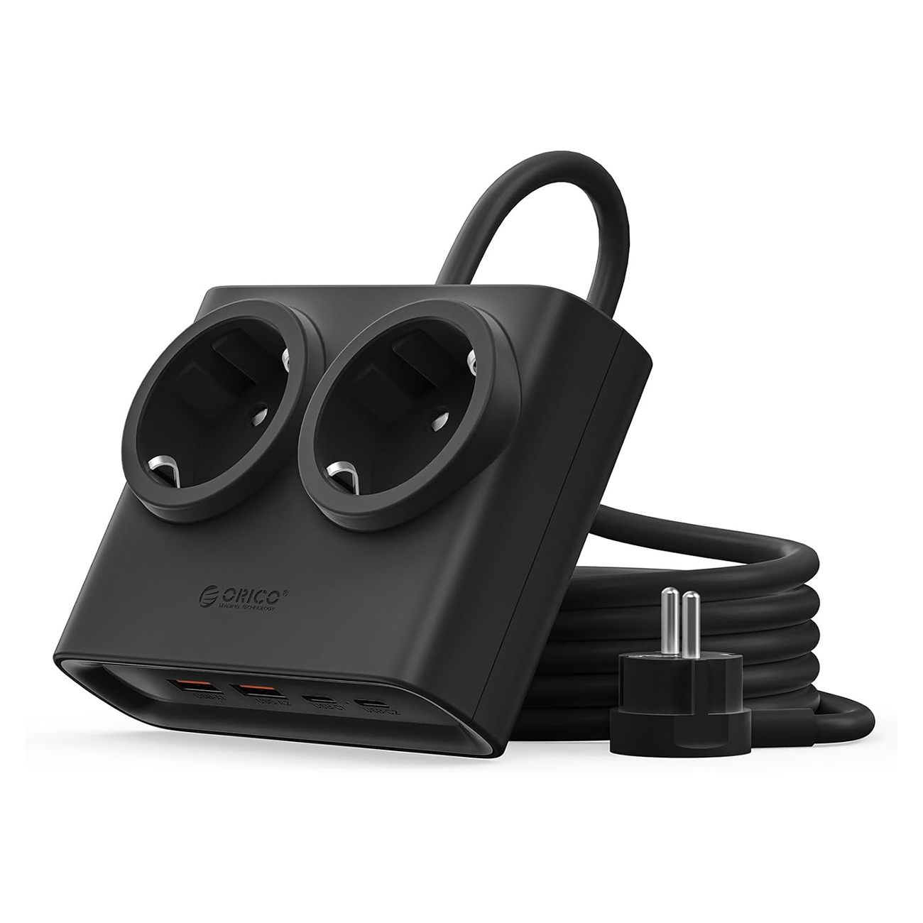 Orico PDC25 25W 6in1 strāvas sadalītājs 2x AC + 2x USB-A + 2x USB-C - melns
