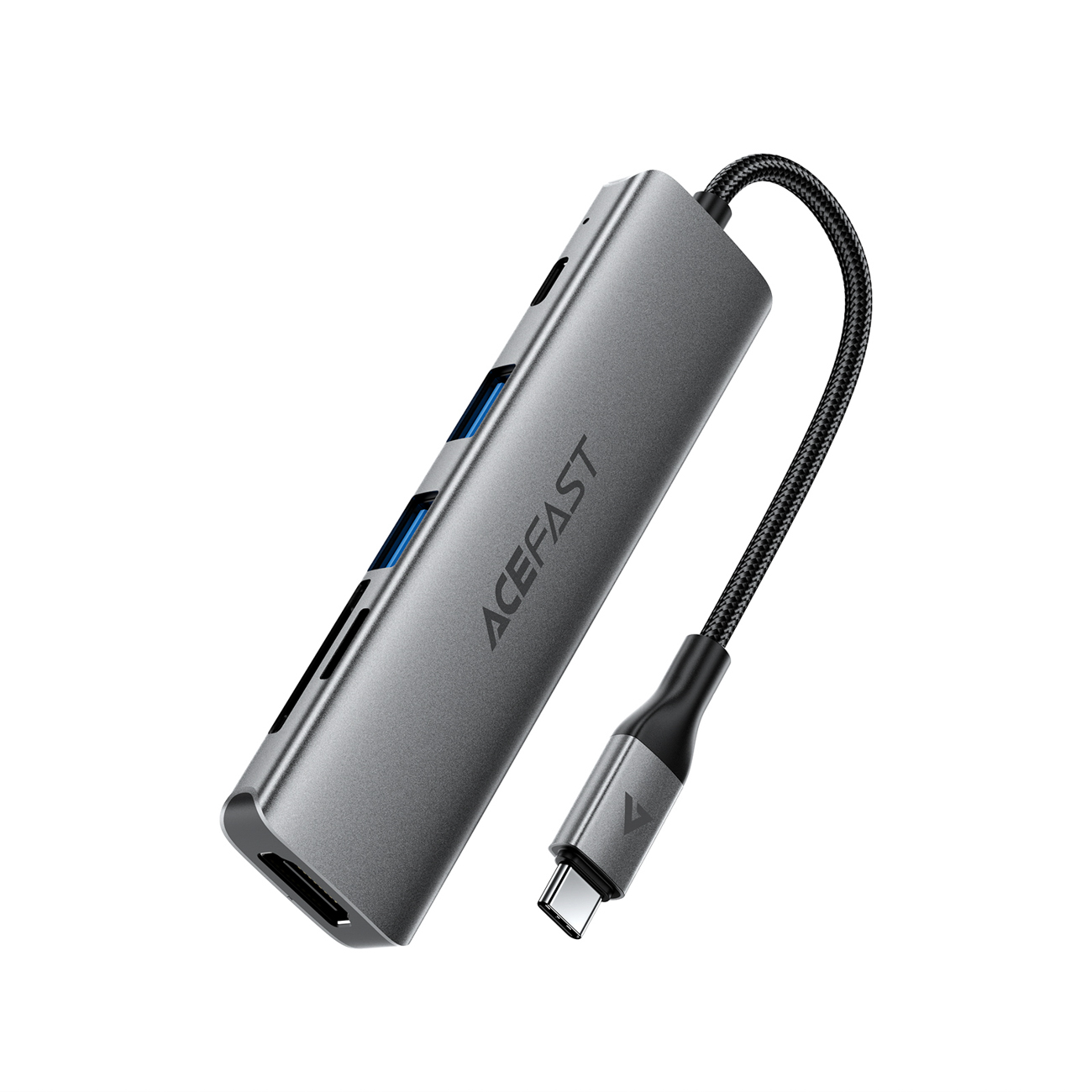 Acefast J18 USB sadalītājs USB-C 6-in-1 HDMI 4K 60Hz PD90W dokstacija - pelēks