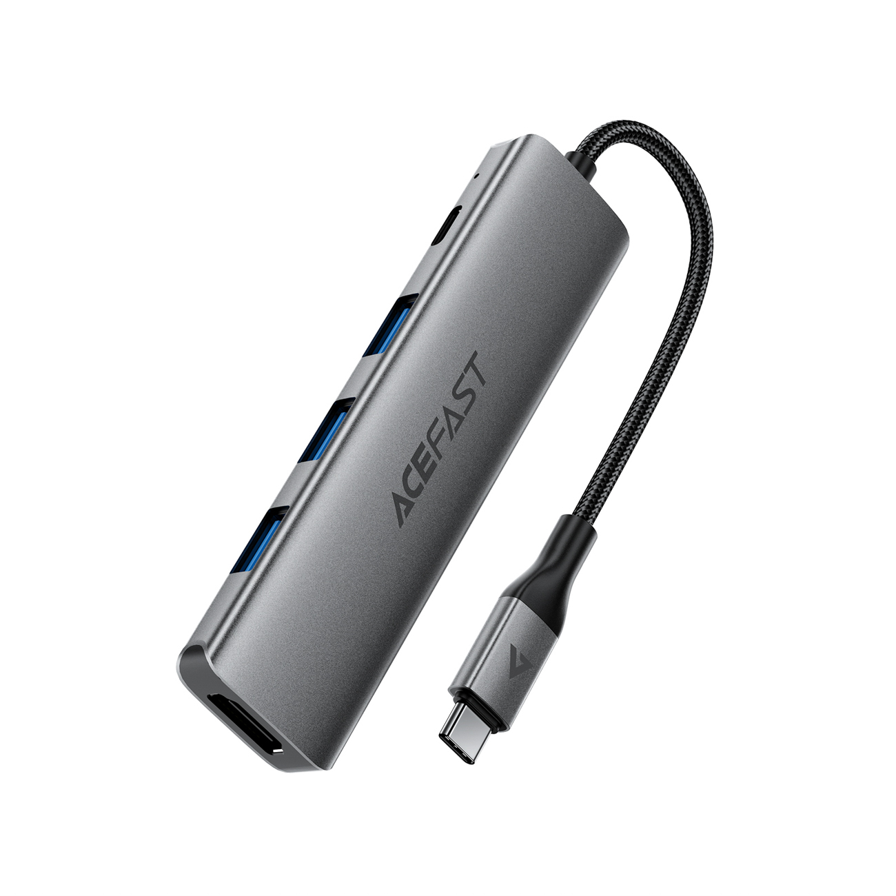 Acefast J16 USB sadalītājs USB-C 5-in-1 HDMI 4K 60Hz PD90W dokstacija - pelēks