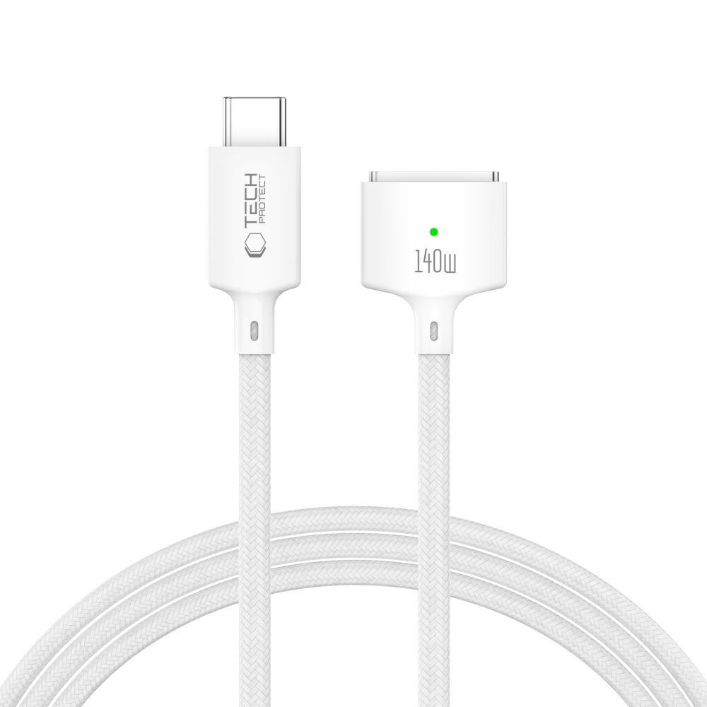 Tech-Protect MMC01 Ultraboost USB-C / USB-C MagSafe 3 140W 200cm kabelis MacBook - balts
