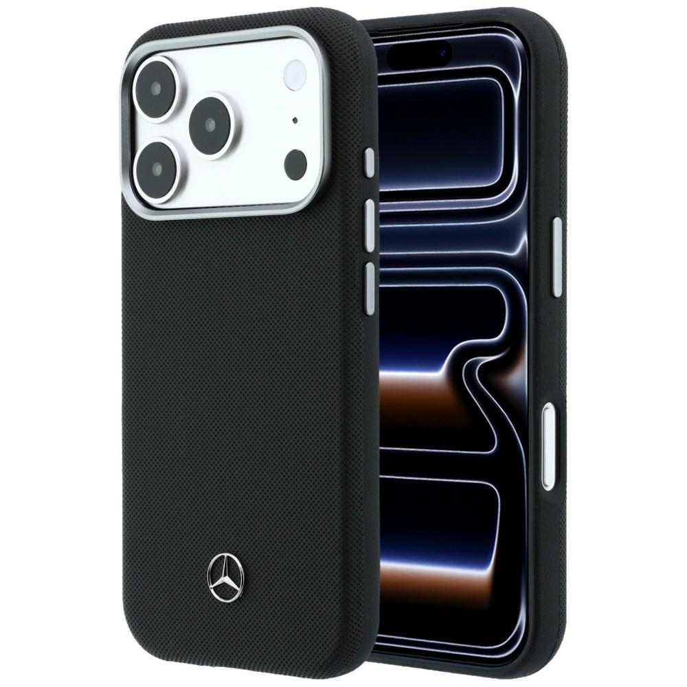 Mercedes ādas Grill Pattern MagSafe maciņš iPhone 17 Pro - melns