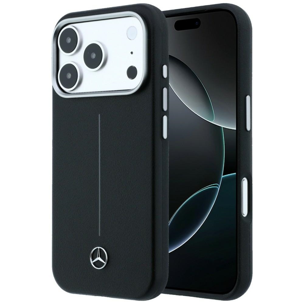 Mercedes ādas Iconic Line MagSafe maciņš iPhone 17 Pro - melns