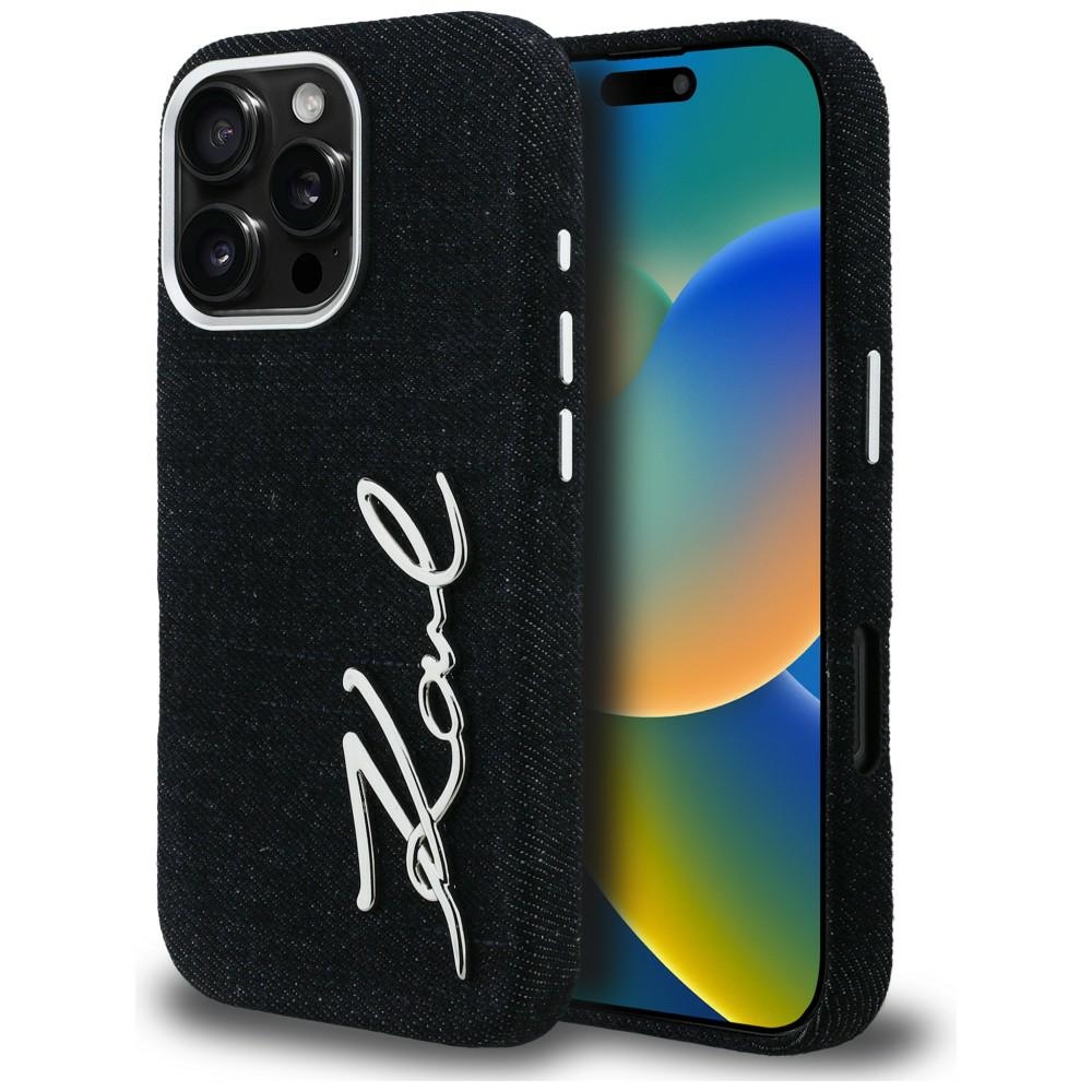 Karl Lagerfeld FW Jeans Signature Logo Maciņš iPhone 16 Pro Max - melns