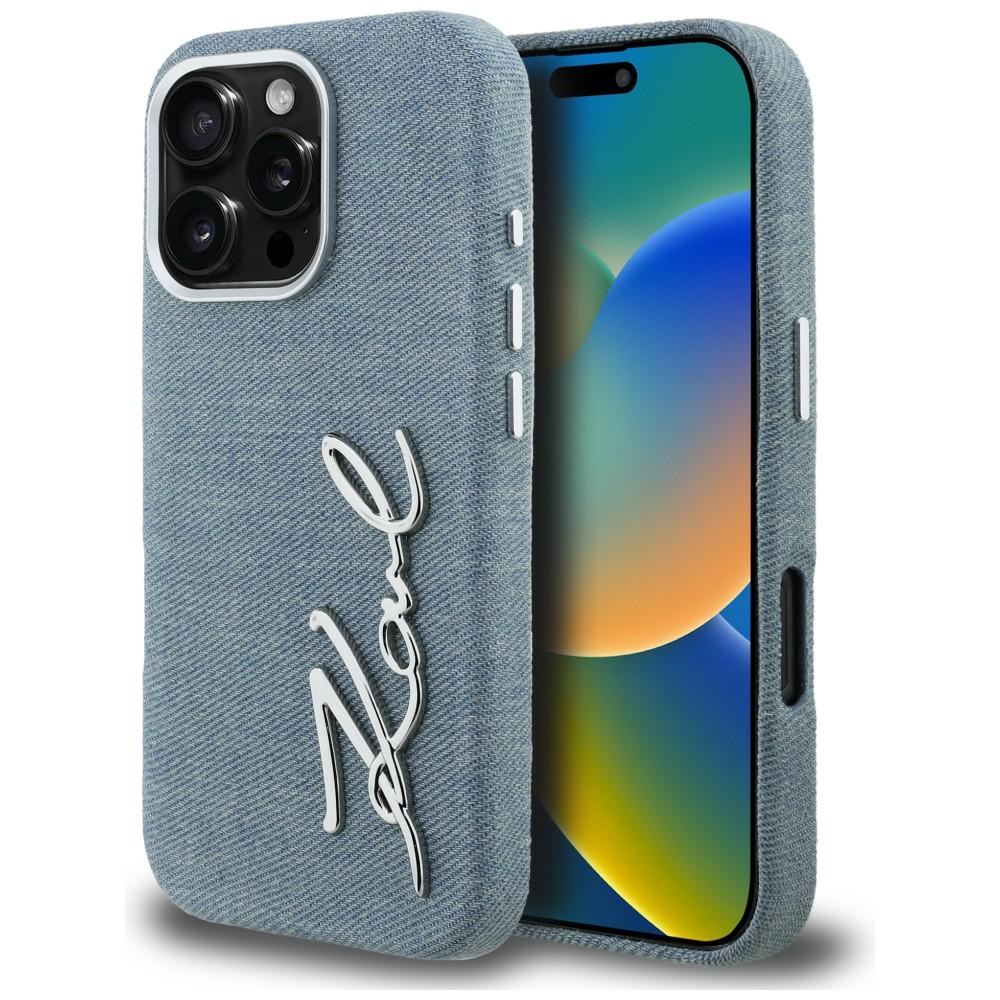 Karl Lagerfeld FW Jeans Signature Logo Maciņš iPhone 16 Pro Max - zils