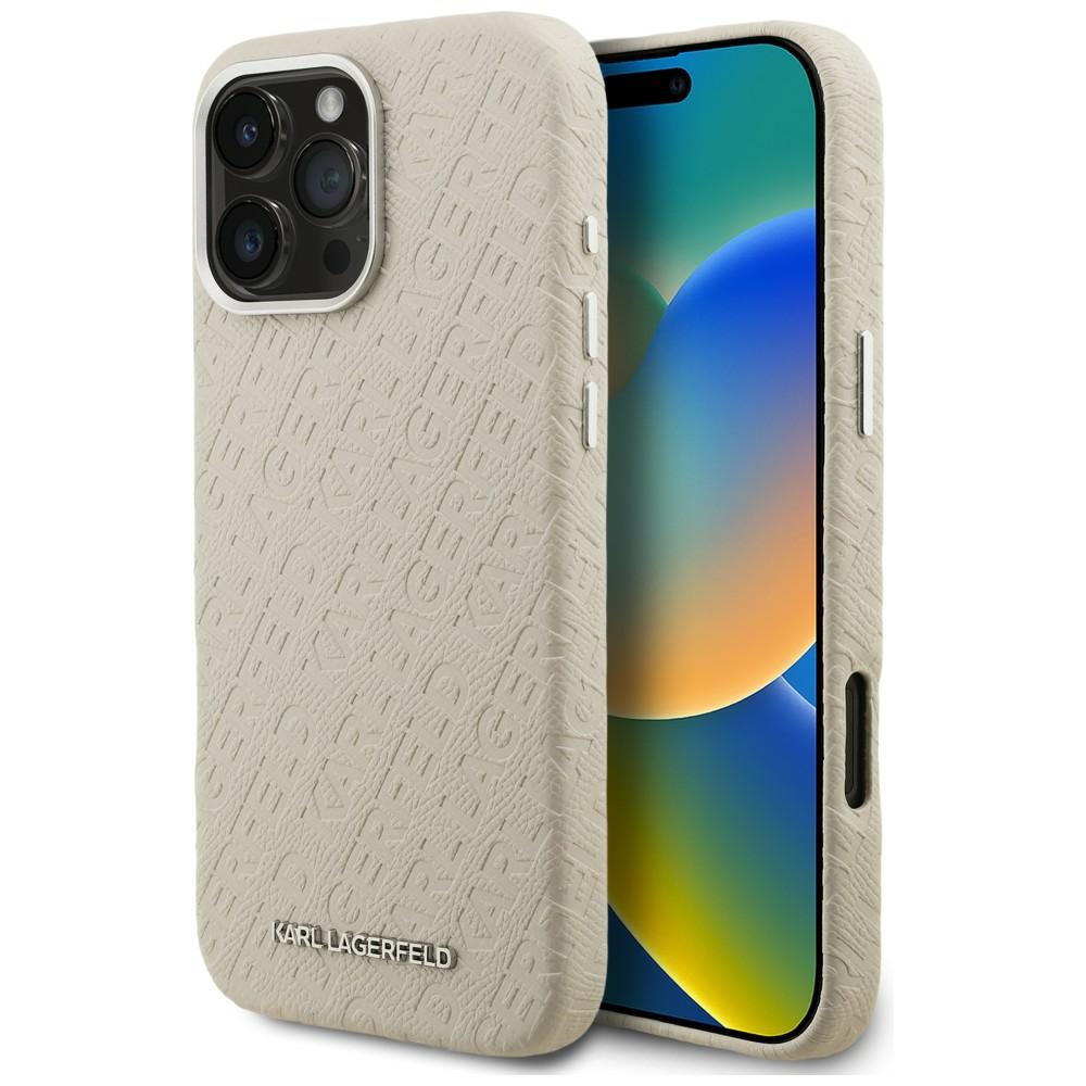 Karl Lagerfeld FW Stamped Karl MagSafe Maciņš iPhone 16 Pro Max - bēšs