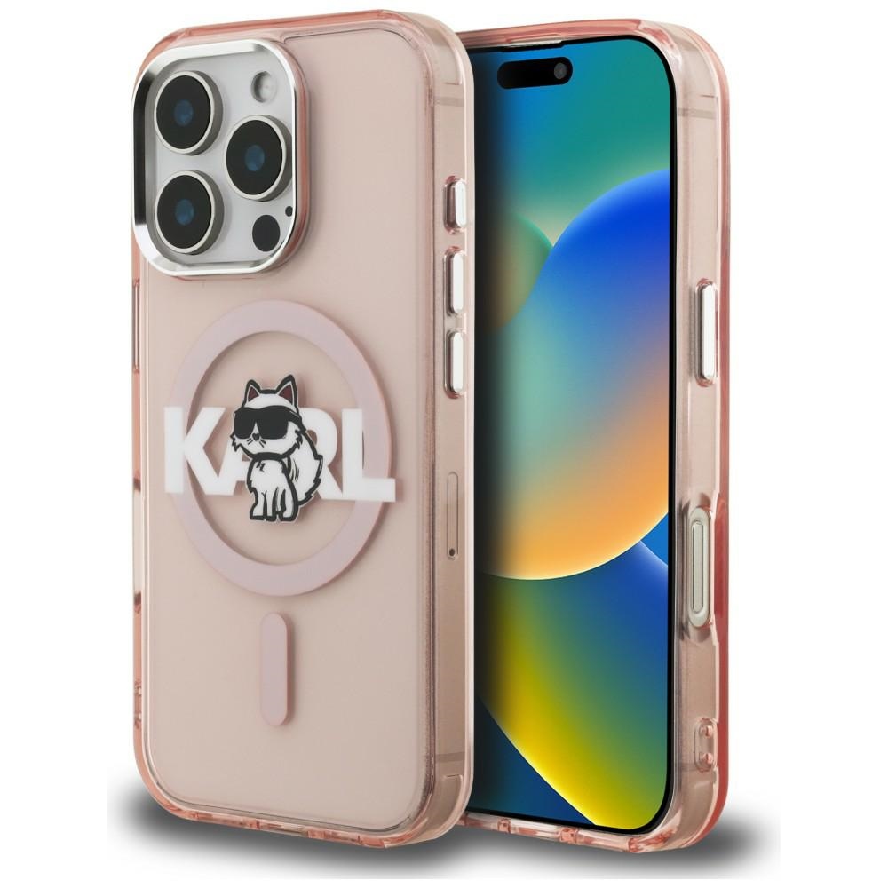 Karl Lagerfeld IML Choupette Sketch Logo MagSafe Maciņš iPhone 16 Pro Max - rozā