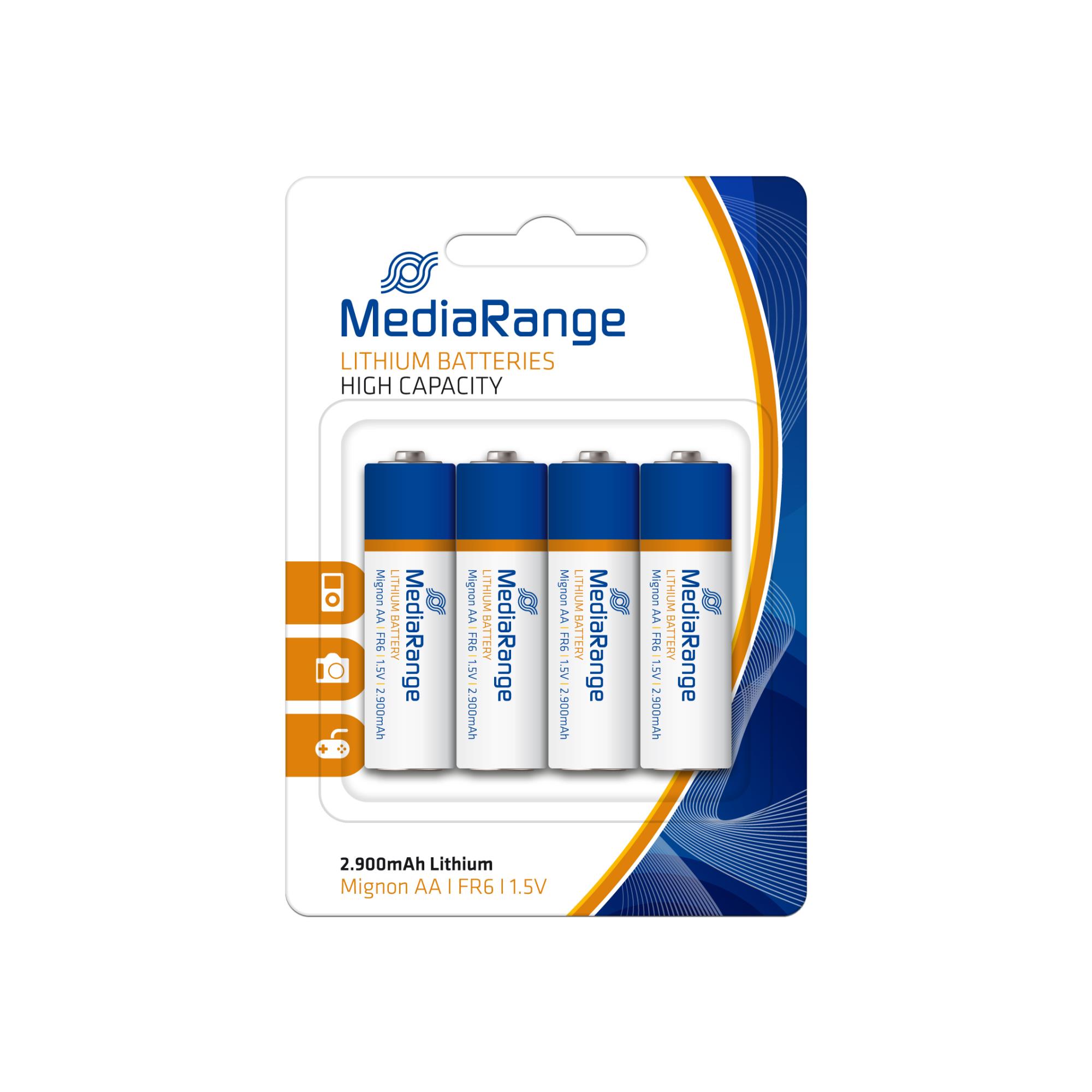 Baterija MediaRange Litija Mignon AA 1.5V/4 gab.