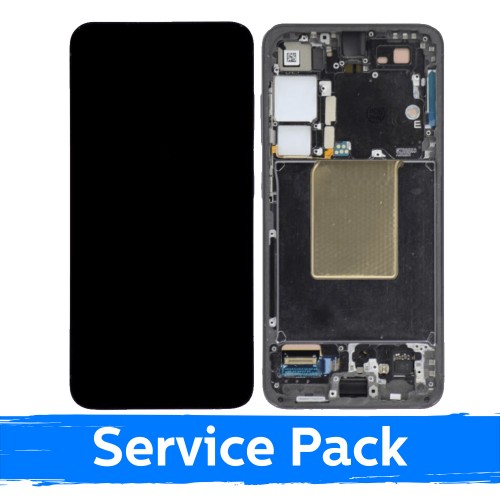 LCD displejs saderīgs ar Samsung S921 S24 ar rāmi / Onyx Black / (Service Pack) +AR BATERIJU