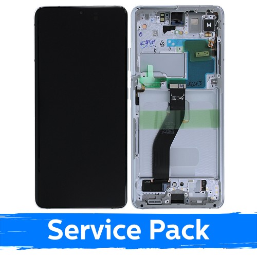 LCD Display Compatible Samsung G998 S21 Ultra with Frame / Phantom Silver / (Service Pack) +INCLUDING BATTERY