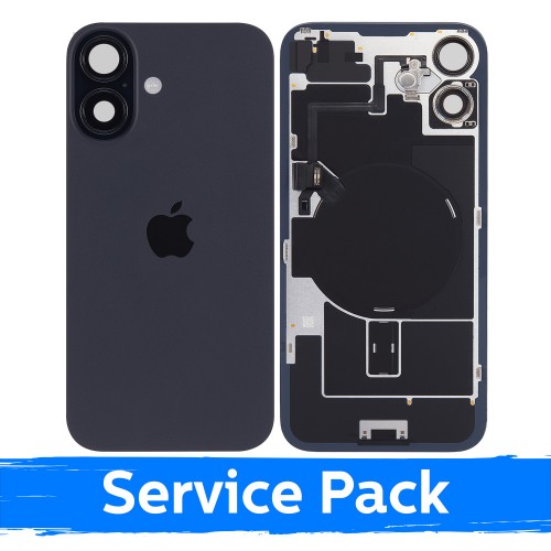 Задняя крышка совместимая с Apple iPhone 16 / черная / (Service Pack)