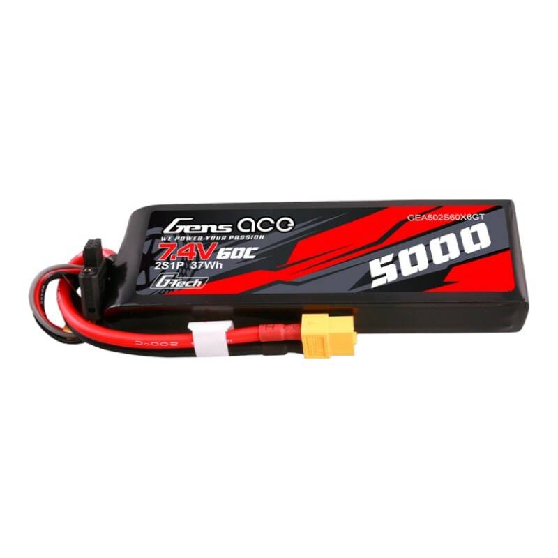 Gens ace G-Tech 5000 mAh 7,4 V 60C 2S1P Lipo akumulators ar korpusu no PC materiāla un XT60 savienotāju