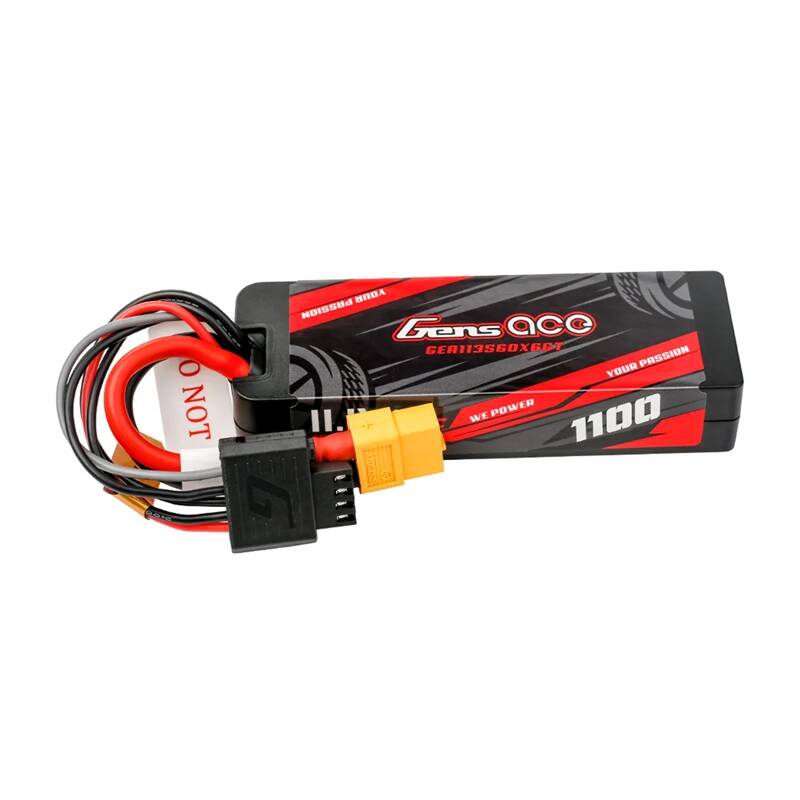 Lipo Gens ace G-Tech 1100 mAh 11,1 V 3S1P 60C GRP-76 cietā korpusa akumulators ar XT60 savienotāju