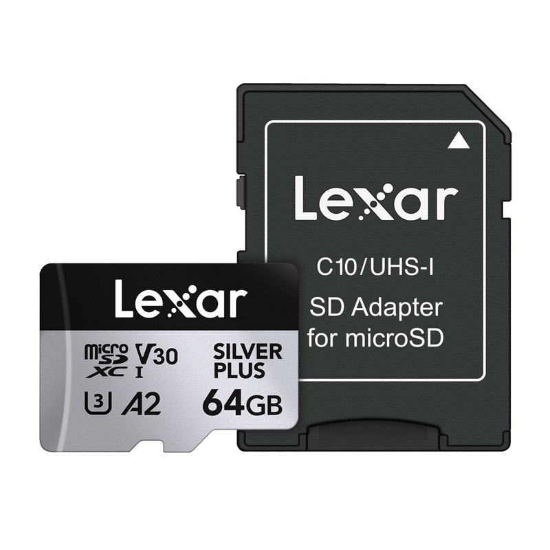 Lexar High-Performance Silver Plus microSDXC atmiņas karte 64 GB + adapteris